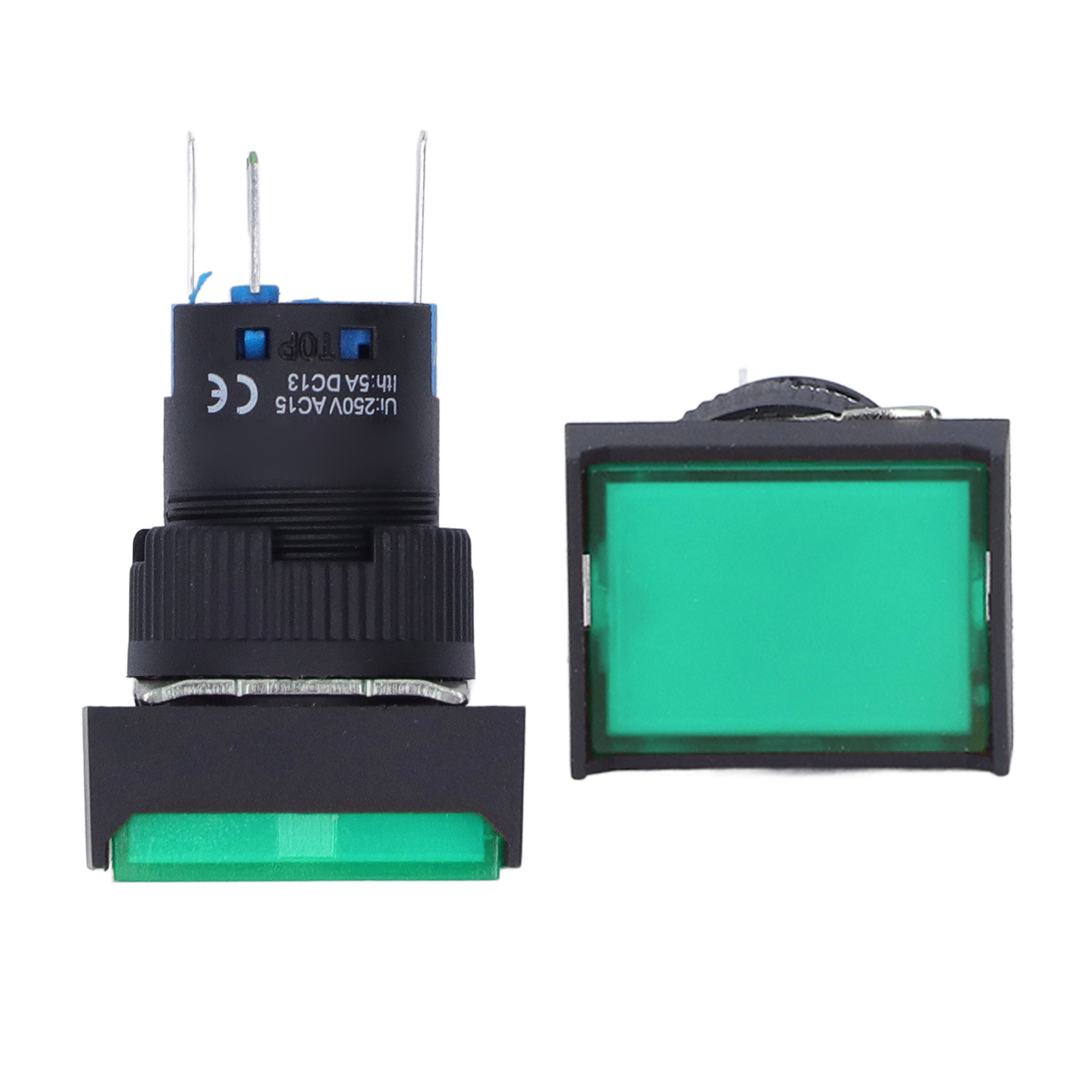 25 Stück Momentan-drucktaster, Selbstverriegelnd, Rechteckig Mit Leuchte, 12 V, Bemla1611dsj, 16 Mm (grün)