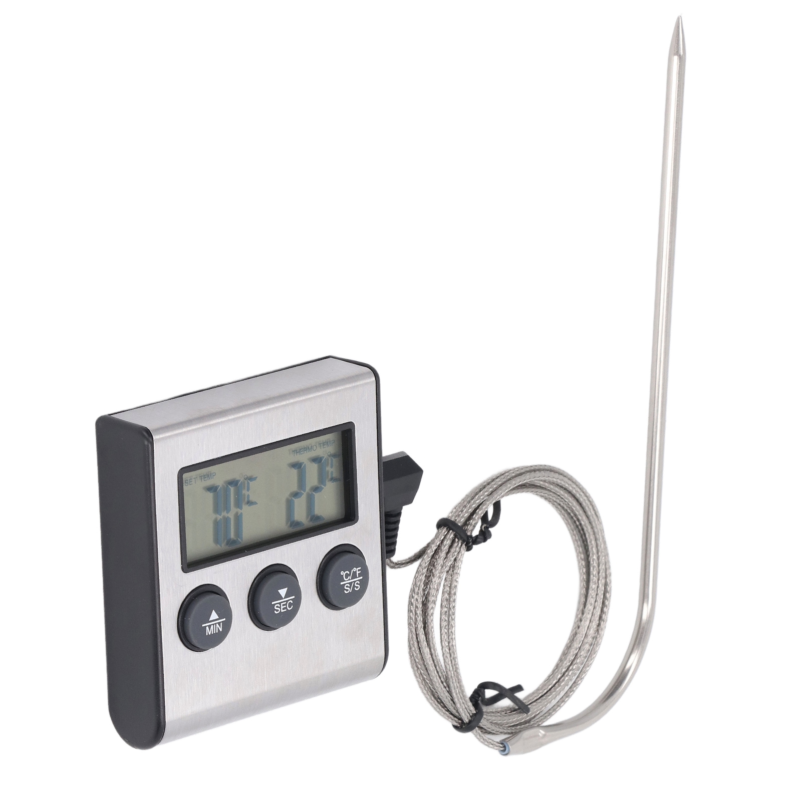 Elektronisches Fleischthermometer Mit Sonde, Digital, Für Backofen, Küche Und Grill, Mit Voreingestellter Temperatur Und Timer