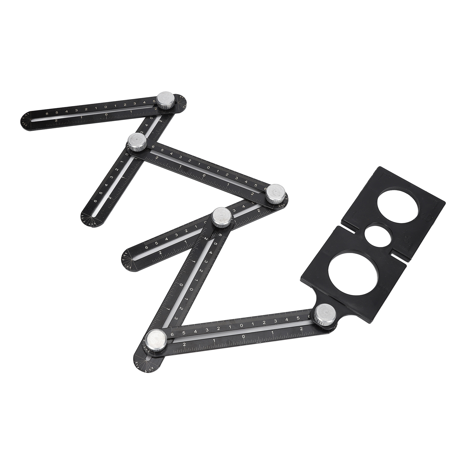 6-fach Gefaltetes Lineal Aus Aluminiumlegierung, Bohrschablone Mit Mehrseitiger Messfunktion Für Die Holzbearbeitung