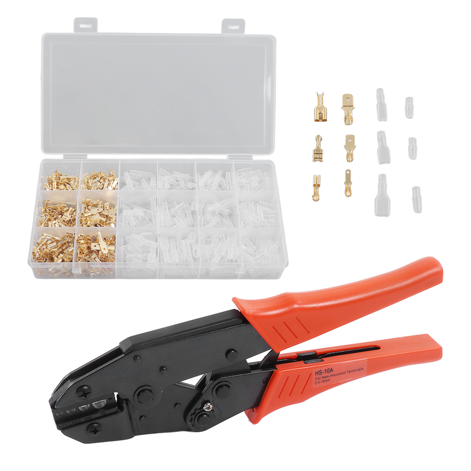Ratschen-crimpzangen-set Mit 300 Flachsteckverbindern Für 0,5–10 Mm²