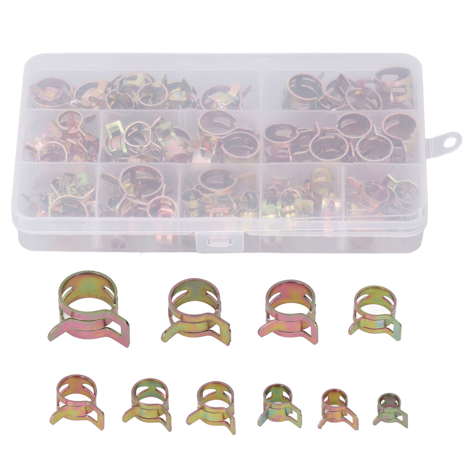100-teiliges Set Verzinkter Schlauchschellen Mit Federbandschellen (6–17 Mm)