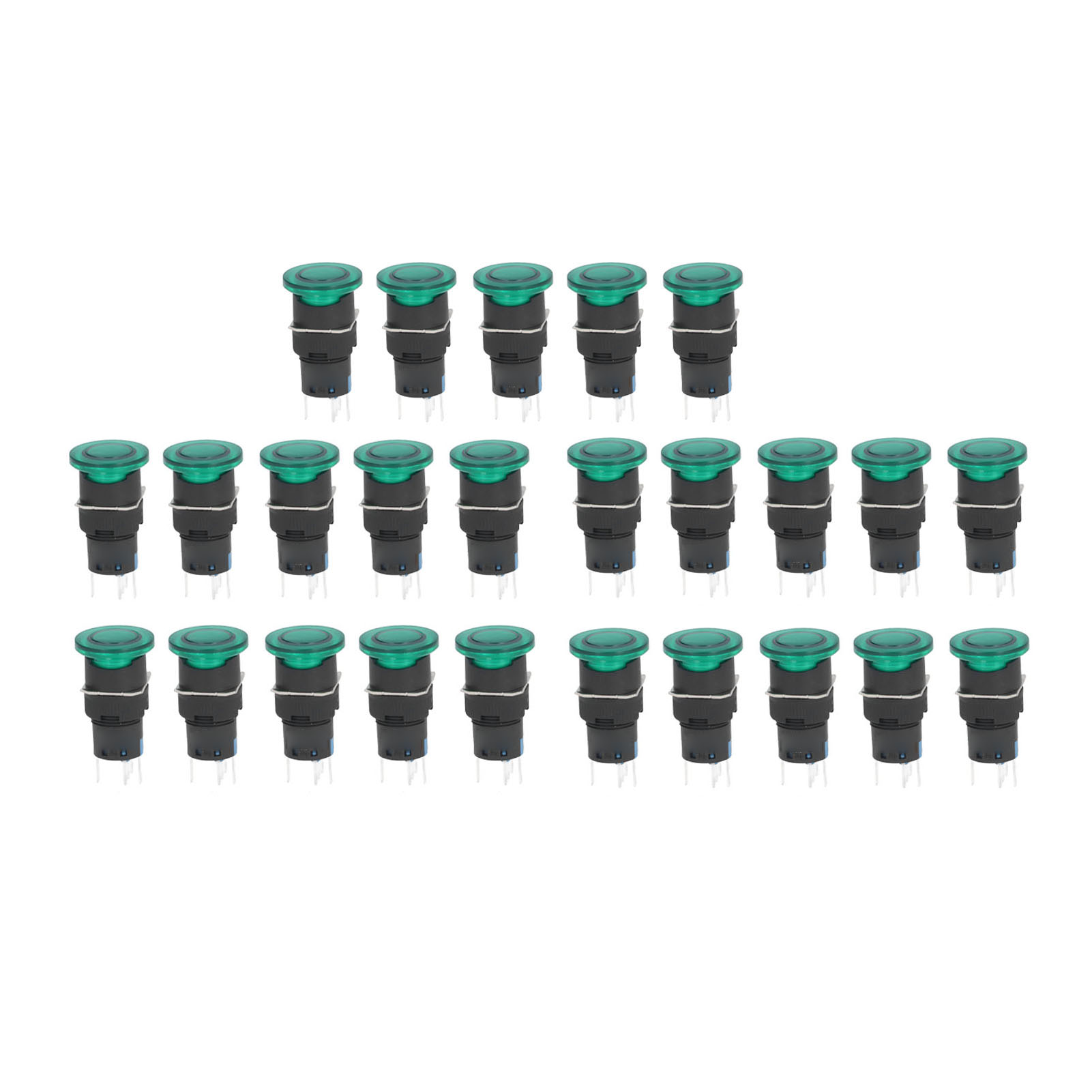 25 Stück/set Grüne Pilzkopfschalter Ip65 Kunststoff Mini-taster Mit Selbstrückstellung 16 Mm Ac/dc 12 V