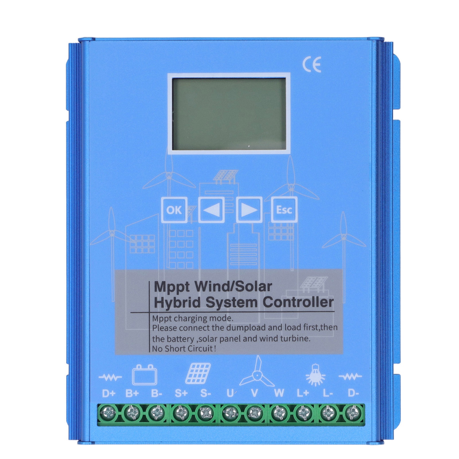 Wind-solar-hybrid-laderegler Mit Mppt-boost-ladefunktion Für 12v/24v-lithium-säure-batterien Mit Bluetooth, Blau, 1010k