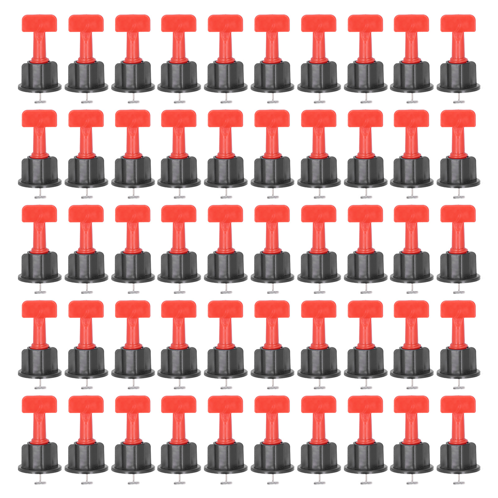 50-teiliges Fliesenverlegesystem Mit Nivellierwerkzeugen, Bodenabstandshaltern Und Schraubenschlüssel Für Den Heimgebrauch (schwarz/rot)