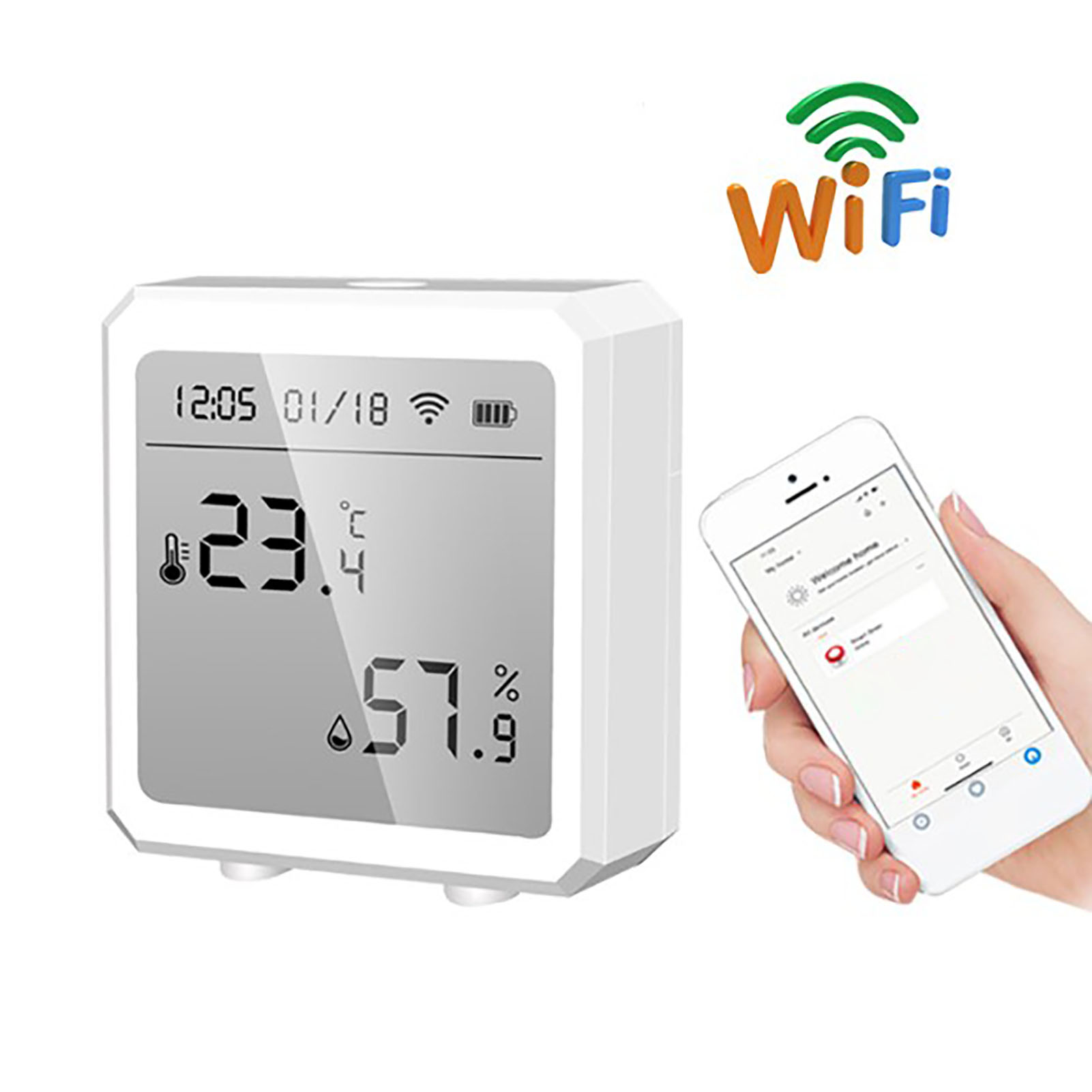 Temperatur- Und Feuchtigkeitsmonitor Wlan-sensor-controller Messgerät Detektor Lcd-digitalanzeige Elektronisches Thermometer Für Tuya