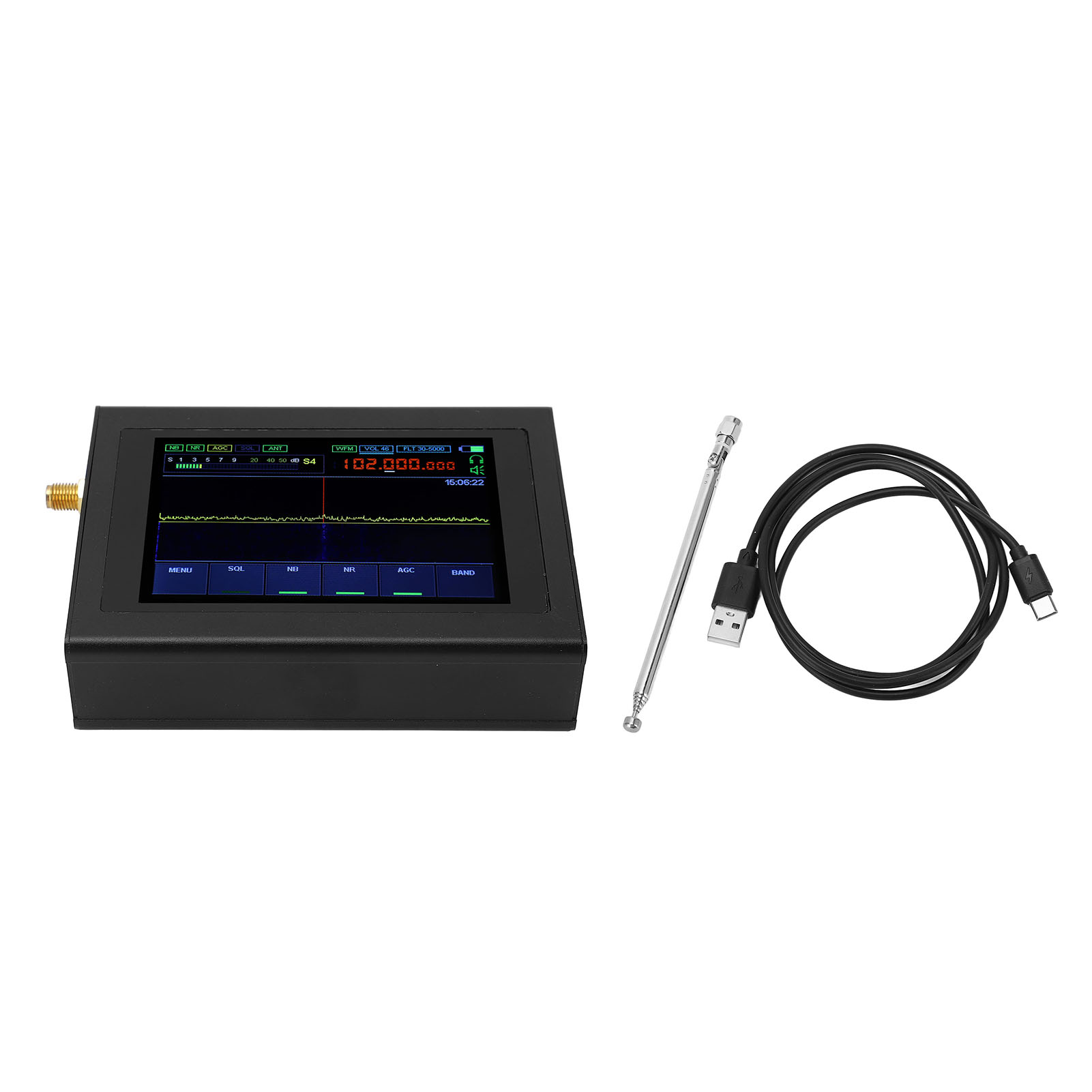 Dsp-sdr-radioempfänger 50 Ghz–250 Mhz (4 Ghz–2 Ghz Kurzwelle) Mit 3,5-zoll-ips-touchscreen Und Antenne