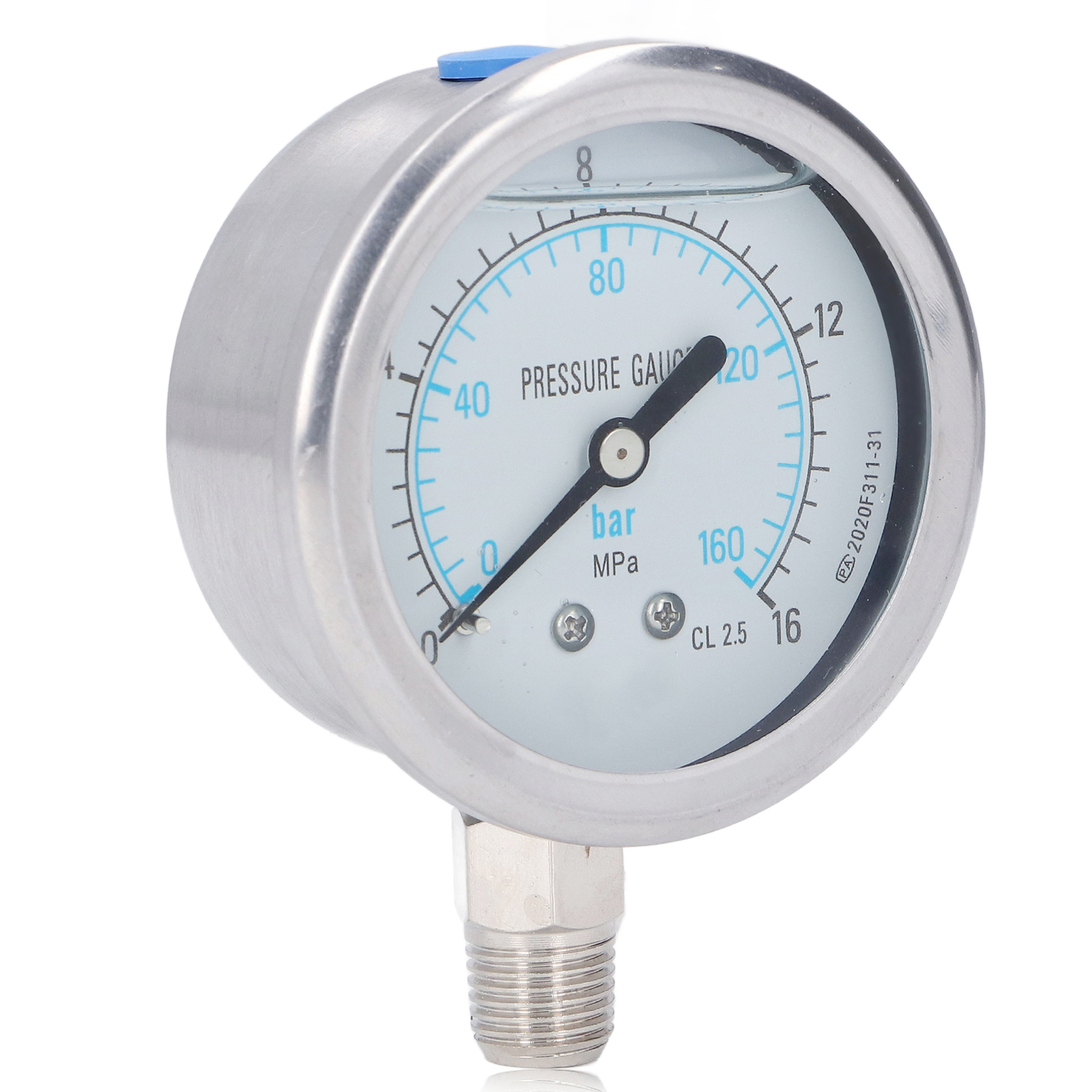 Manometer Aus Edelstahl, 1/4 Zoll Npt, Öl-, Wasser- Und Vakuumdruckmesser Für Haushalt Und Industrie, 0–16 Mpa