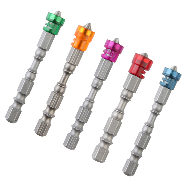 5-teiliges Set Einfarbiger Kreuzschlitzschraubendreher-bits Aus Hartmetall Mit Magnetischem Einsatz Für Elektrische Schraubendreher, 5 Farben