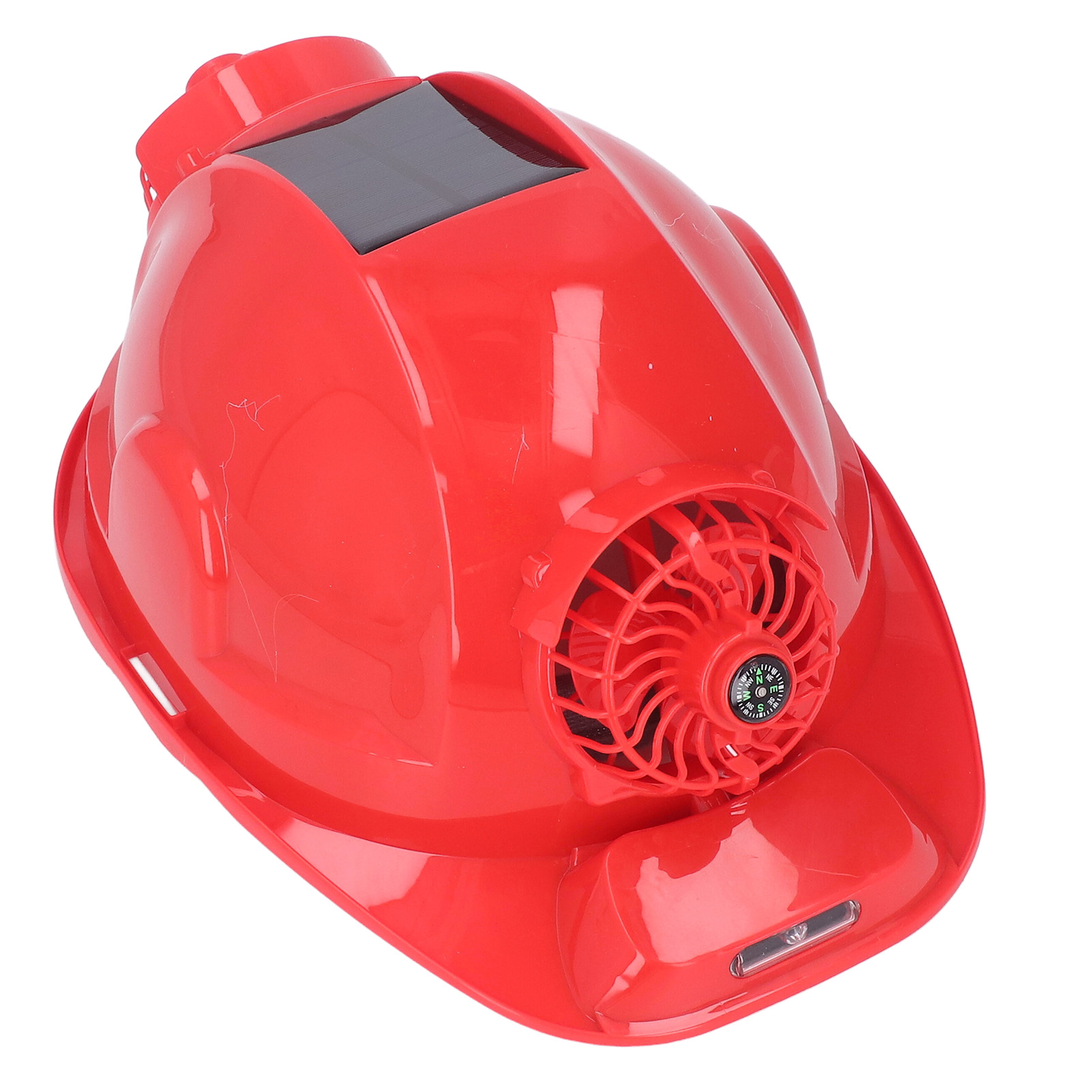 Solarbetriebener Schutzhelm Mit Uv-schutz, 4-fach Verstellbarer Belüftung, Doppellüfter-scheinwerfer, 5 V Dc, Rot