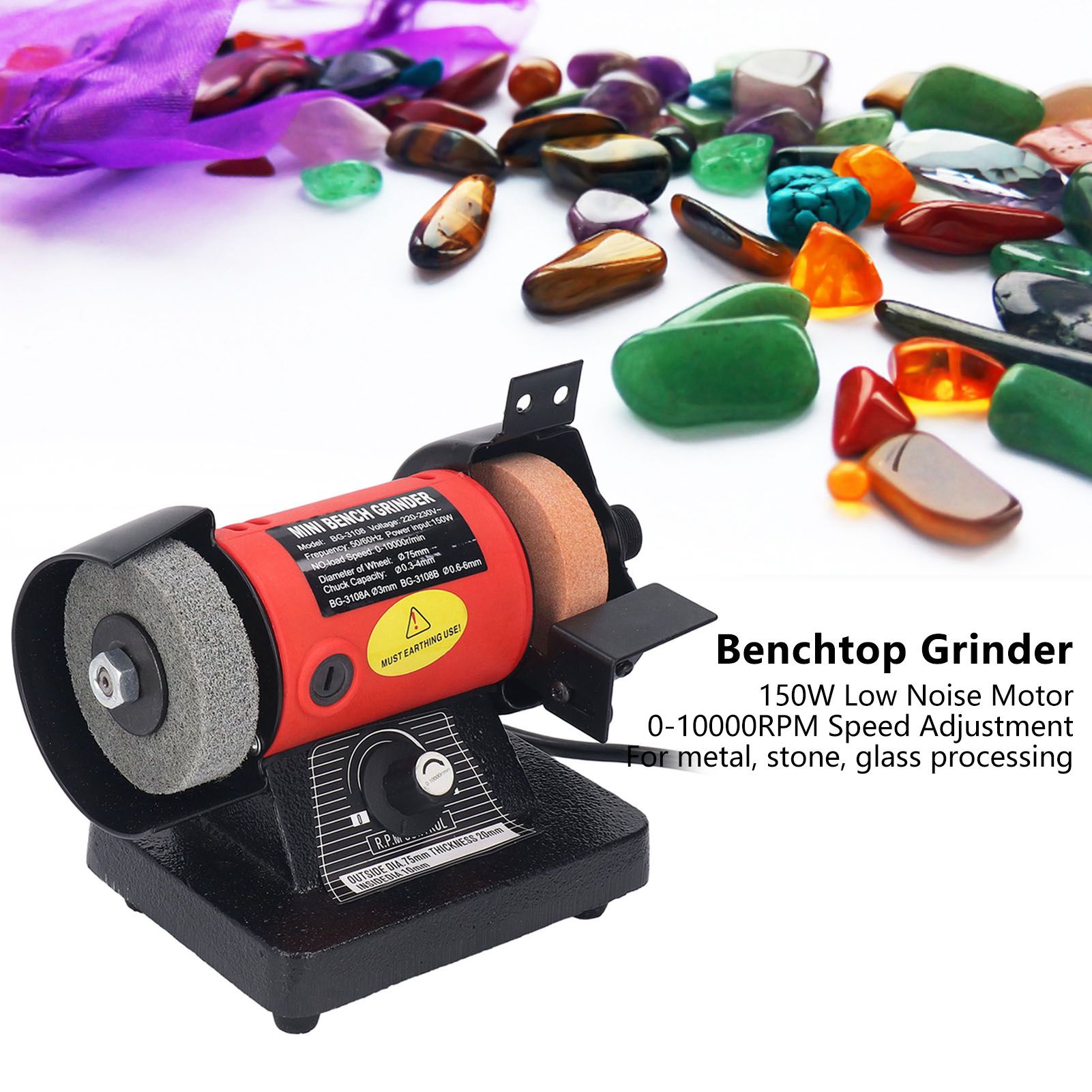 150-w-tischschleifmaschine, Elektrisch, Zum Polieren, Schleifen Und Gravieren, Mit Welle, 220–230 V, 0–10000 U/min, Eu-stecker