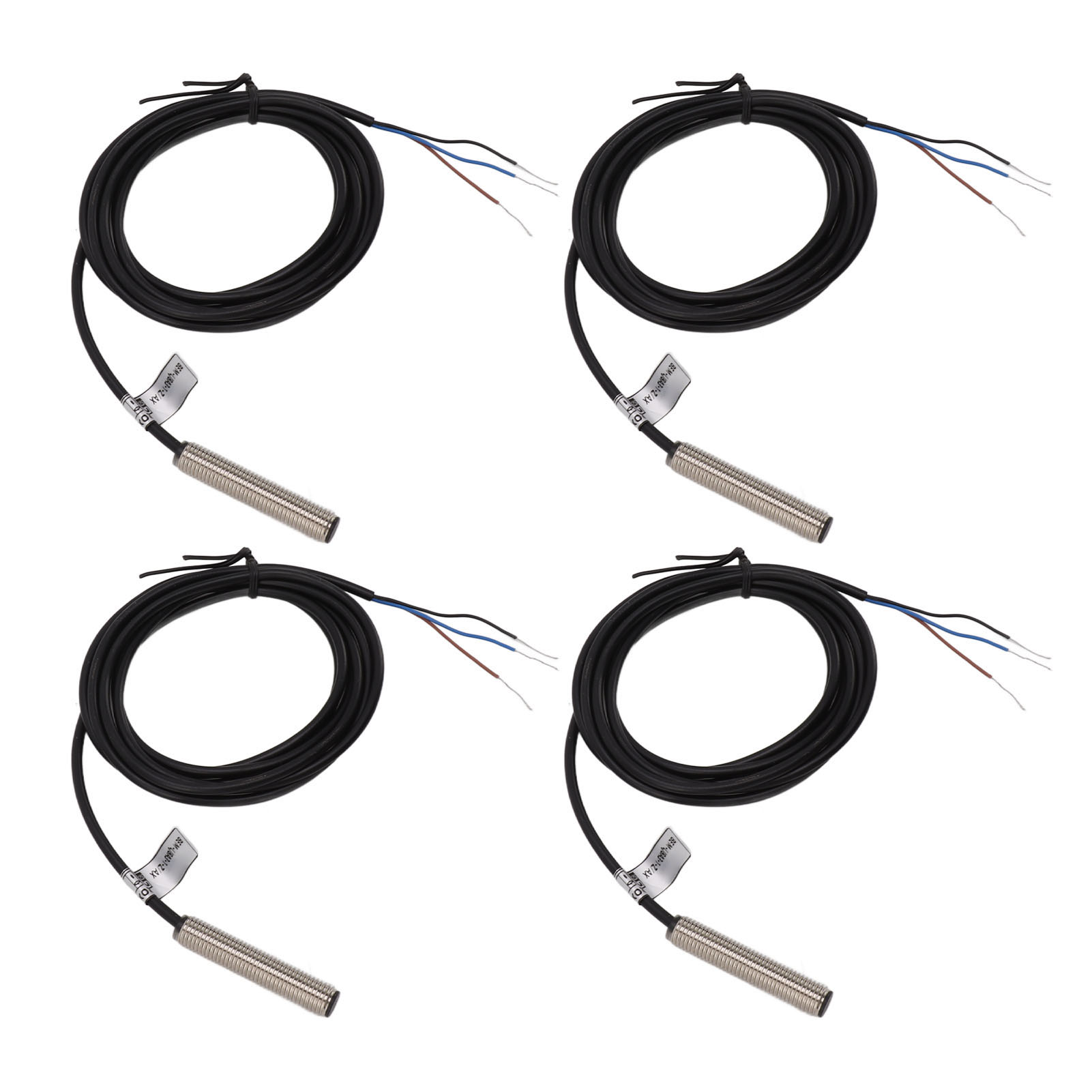 4er-set Näherungssensor-schalter, 8 Mm Flachkopf, Metallgehäuse, Npn Dc, 3-adrig, Normalerweise Geschlossen, Induktiver Näherungssensor-schalter