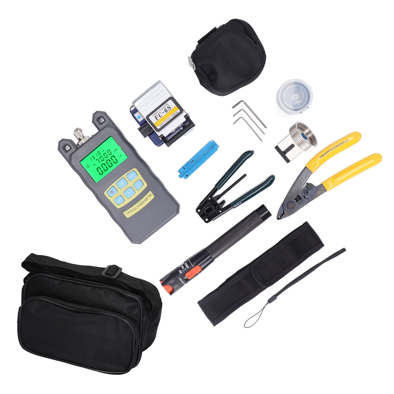15-teiliges Glasfaser-werkzeugset, 3-in-1-vorrichtung, Glasfaserschneider, 2,5-mm-schnittstelle, Opm Vfl Ftth-optikset