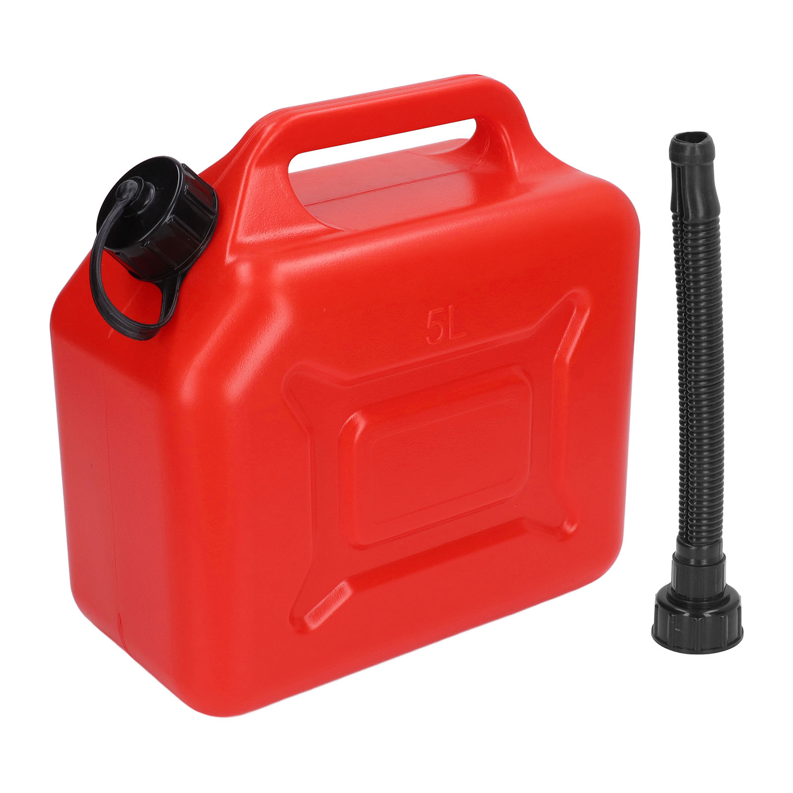 Benzinkanister 5l (1,3 Gallonen) Abs, Auslaufsicher, Rot, Tragbar, Mit 27 Cm Auslaufrohr Und Skala