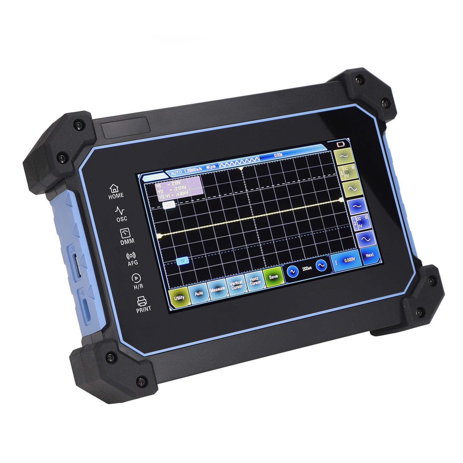 Digitales Oszilloskop Mit Touchscreen, 2 Kanäle, 110 Mhz Bandbreite, 250 Msa/s Abtastrate, Handoszilloskop-set, 100–240 V Wechselstrom, Eu-stecker