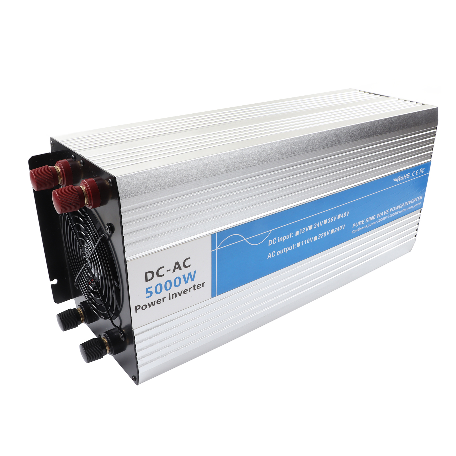 5000-w-sinus-wechselrichter, 2 Ac-steckdosen, Led-digitalanzeige, Kfz-wechselrichter, 5 V, 2,1 A, Usb, 10 Kw Spitzenleistung, Ac 220 V Eingang, Dc 12 V