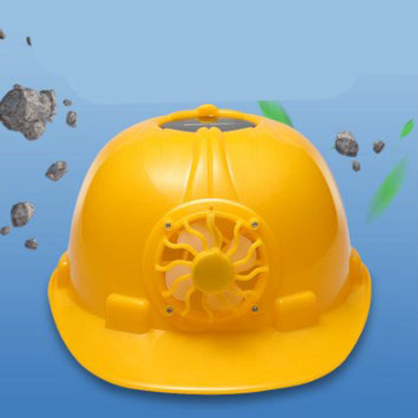 Schutzhelm Mit Ventilator, Frontkühlung, Solarzellenbetrieben, Atmungsaktiv, Sonnenschutz Für Baustellen Im Sommer, Gelb