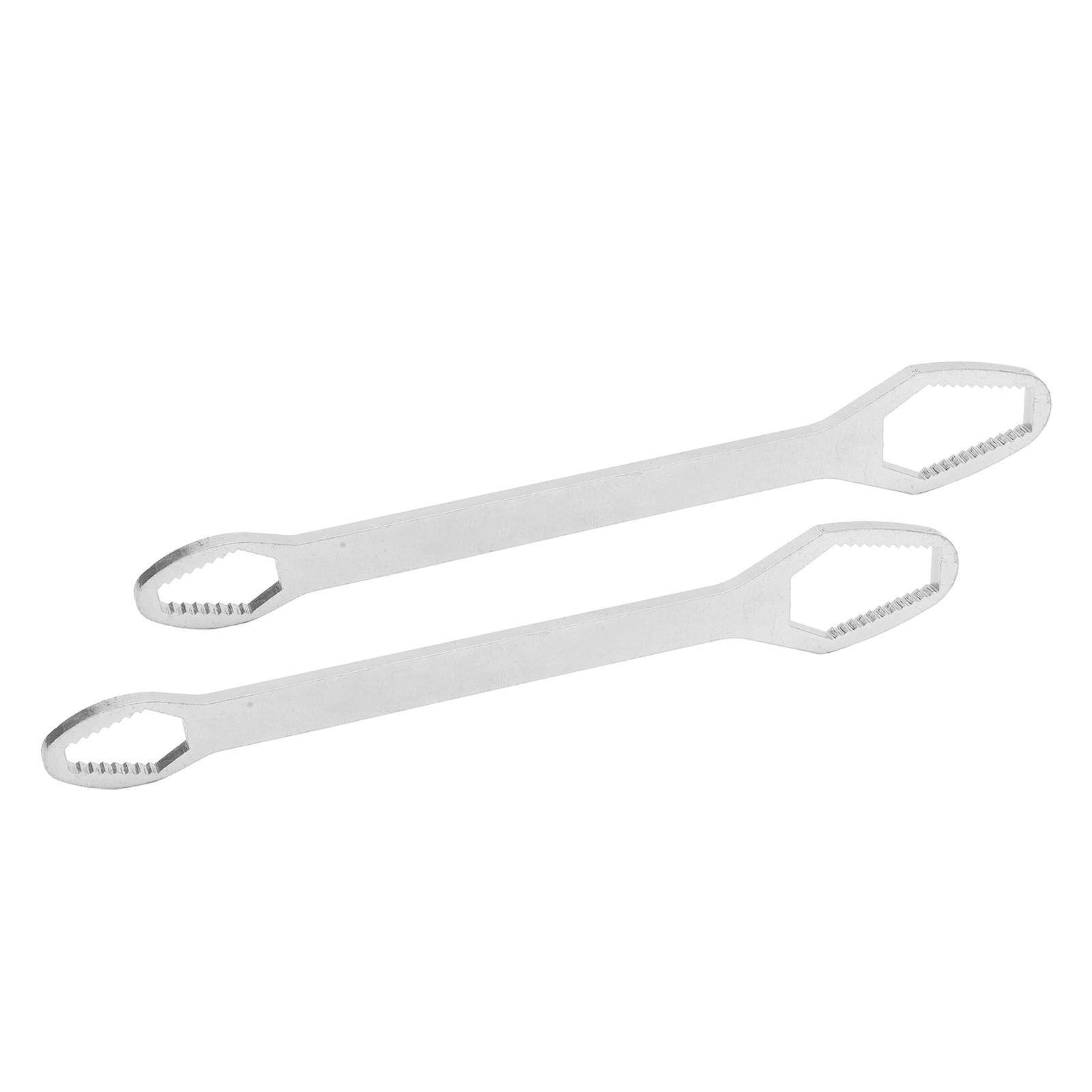 2 Stück Universal-sternschlüssel, Doppelseitig, Selbstspannend, Verstellbar, 8–22 Mm, 260 Mm Lang, G (silberfarben, Elektrolytisch Verzinkt)