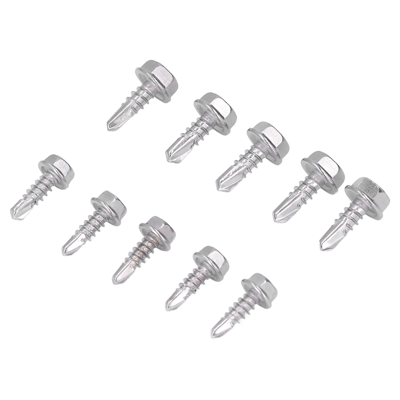 100er-sortiment Selbstbohrender Schrauben Mit Sechskantkopf, Edelstahl 410, 4,2 X 13 Mm, 4,8 X 13 Mm