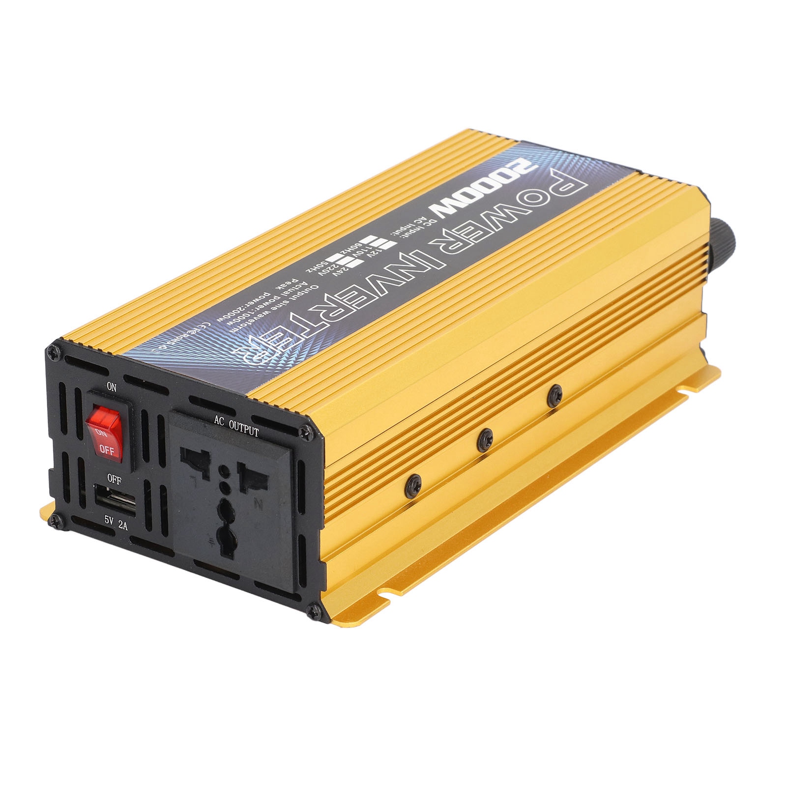 Universal-wechselrichter Für Autos Mit Solarenergie, Gehäuse Aus Aluminiumlegierung, Geräuscharm, Modifizierte Sinuswelle, 2000 W, Vielseitig Einsetzbar Zum Laden