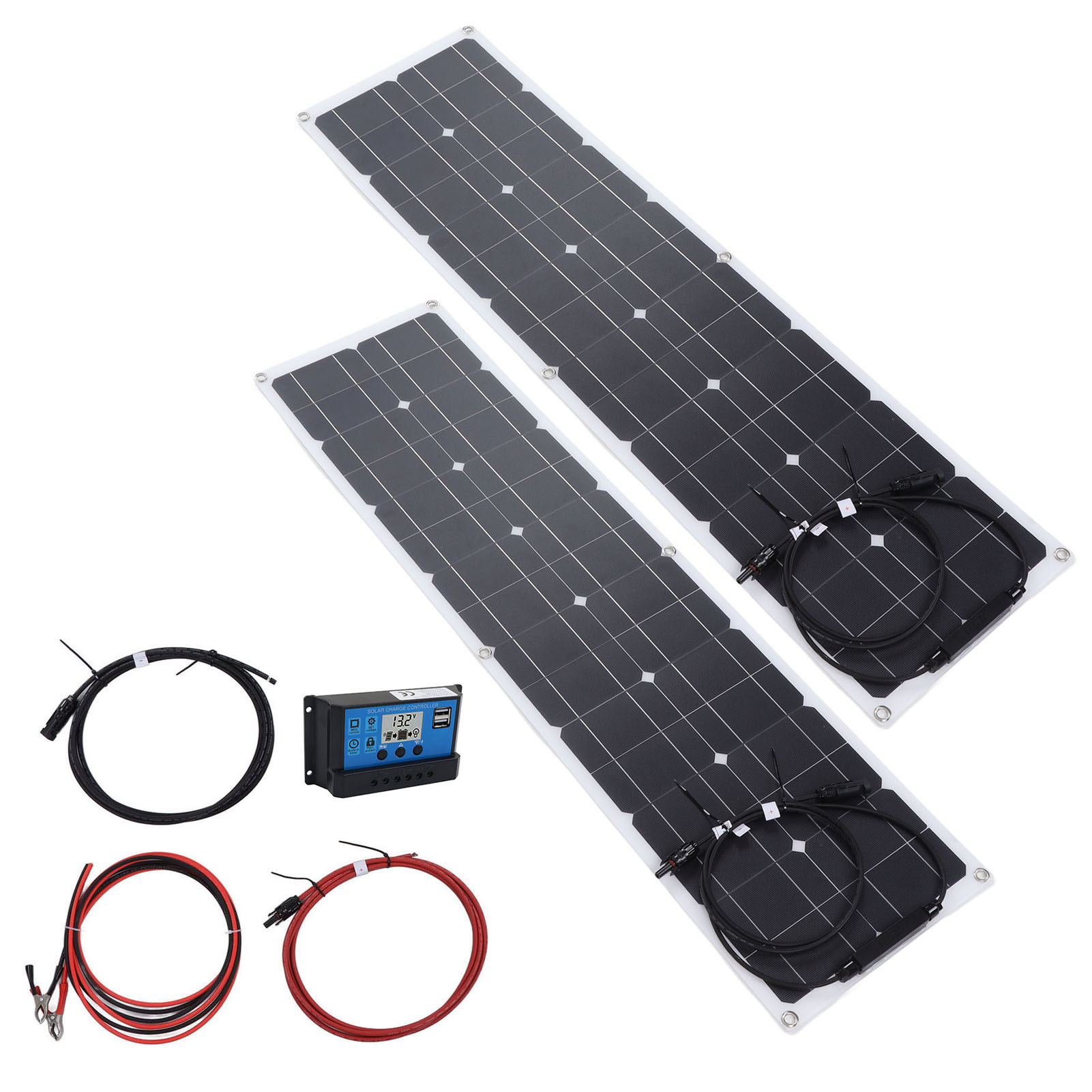 Solarmodul-set Mit 40-a-controller, 2 Usb-ausgängen (5 V, 2 A), Tragbares Solarmodul-set Für Zuhause Und Wohnmobil (50 W, 18 V)
