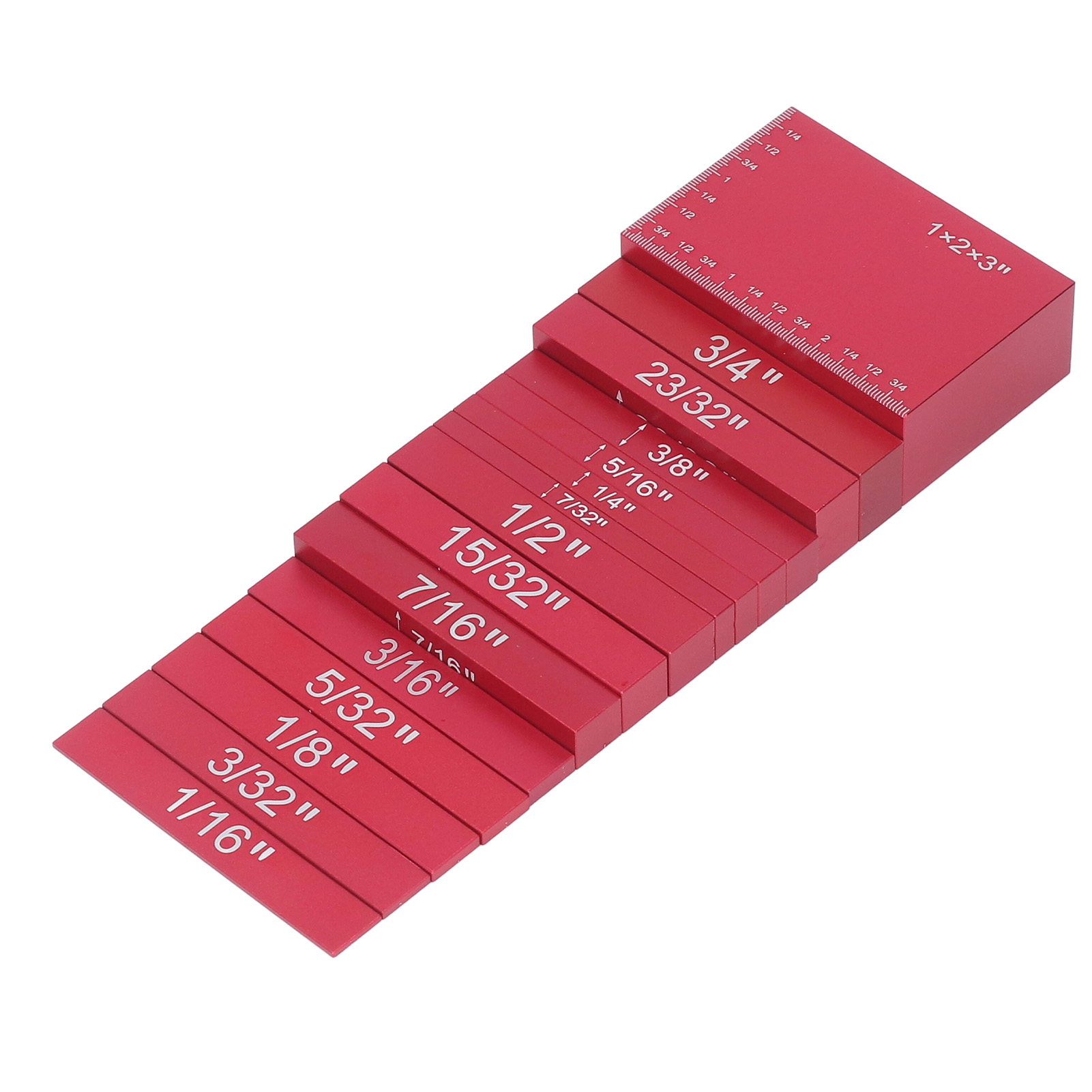 15-teiliges Höhenmessset Aus Aluminiumlegierung, Leuchtende Farbe, Präzise Skala, Messblock Für Holzbearbeitung, Rot