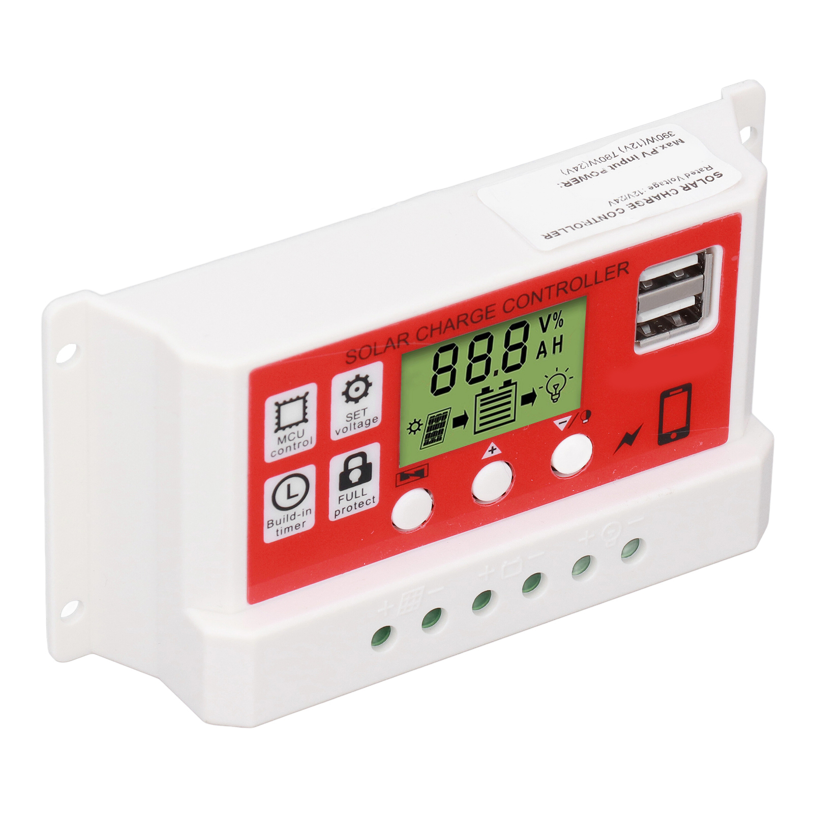 Solar-laderegler Pwm Lithium-batterie Photovoltaik-laderegler Lcd-anzeige 12v/24v 30a