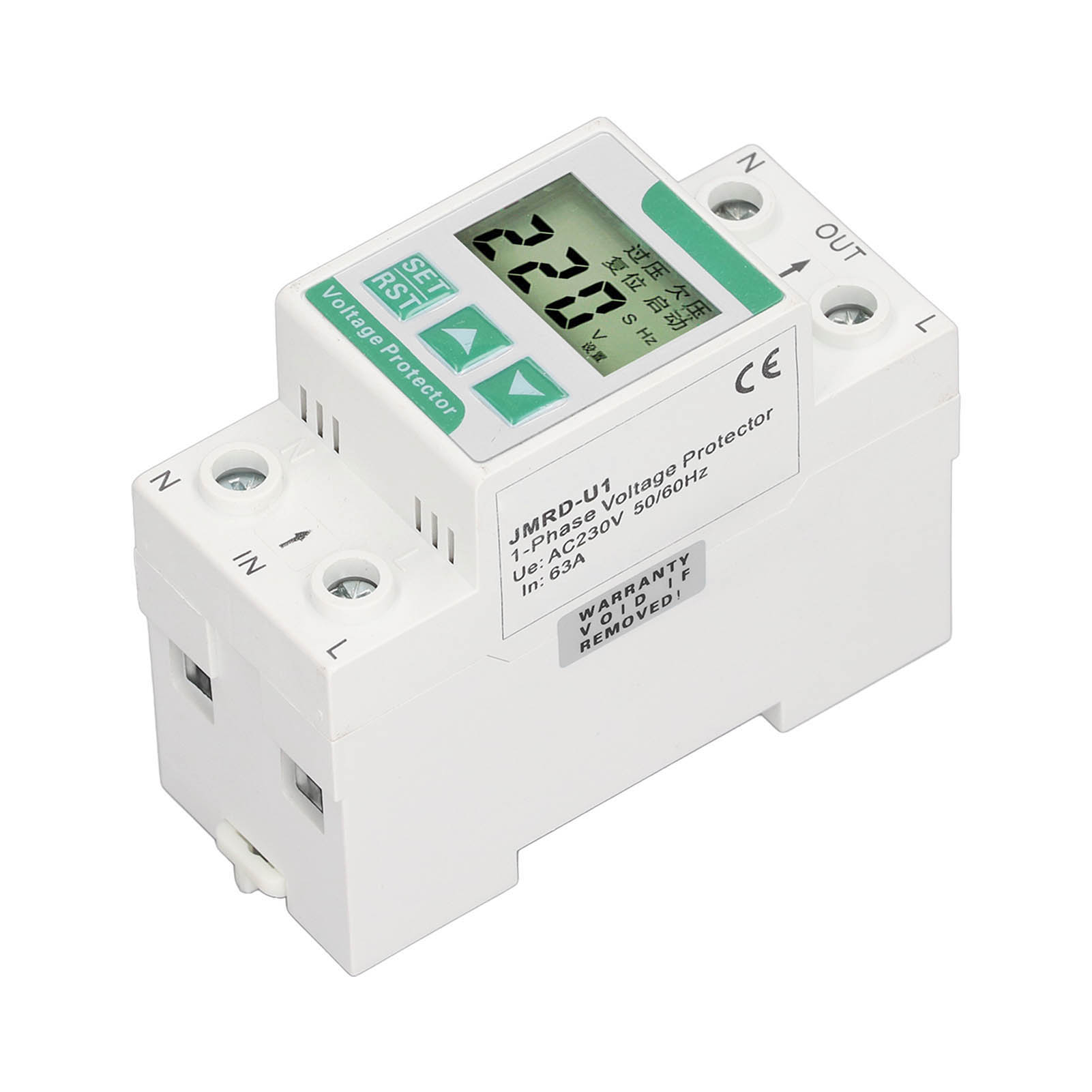 Spannungsschutzgerät Mit Automatischer Wiederherstellung, Einstellbarer Über- Und Unterspannungsschutzschalter, 63 A, 230 V Ac