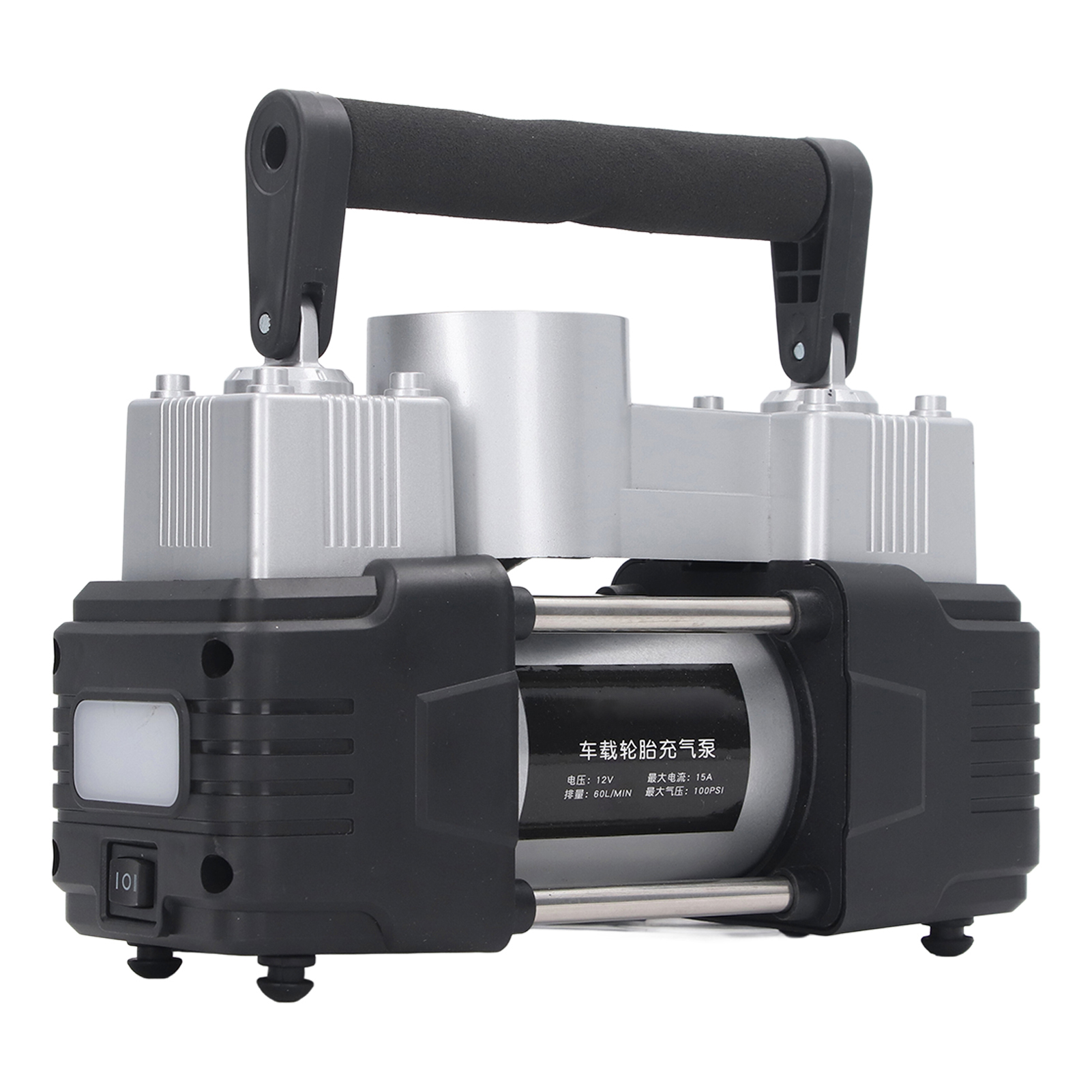 12v Tragbarer Luftkompressor Mit Digitalanzeige, Doppelzylinder, Hochleistungspumpe Mit Led-leuchte Für Autoreifen, 100psi