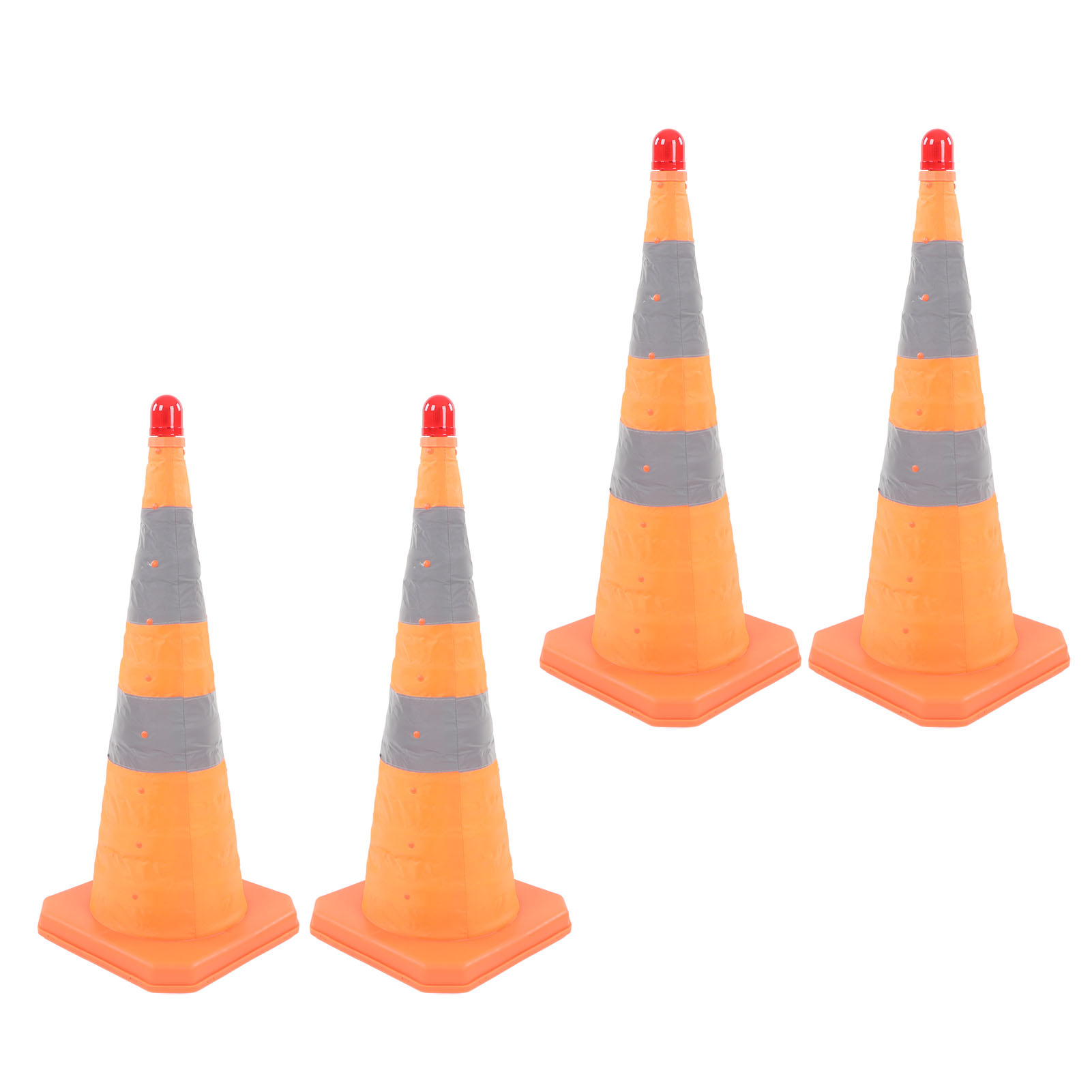 4 Stück 71 Cm (28 Zoll) Große, Zusammenklappbare Verkehrskegel, Mehrzweck-pop-up-sicherheitskegel Mit Reflektierender Beleuchtung Und Licht Für Parkplätze Und Straßen, Orange