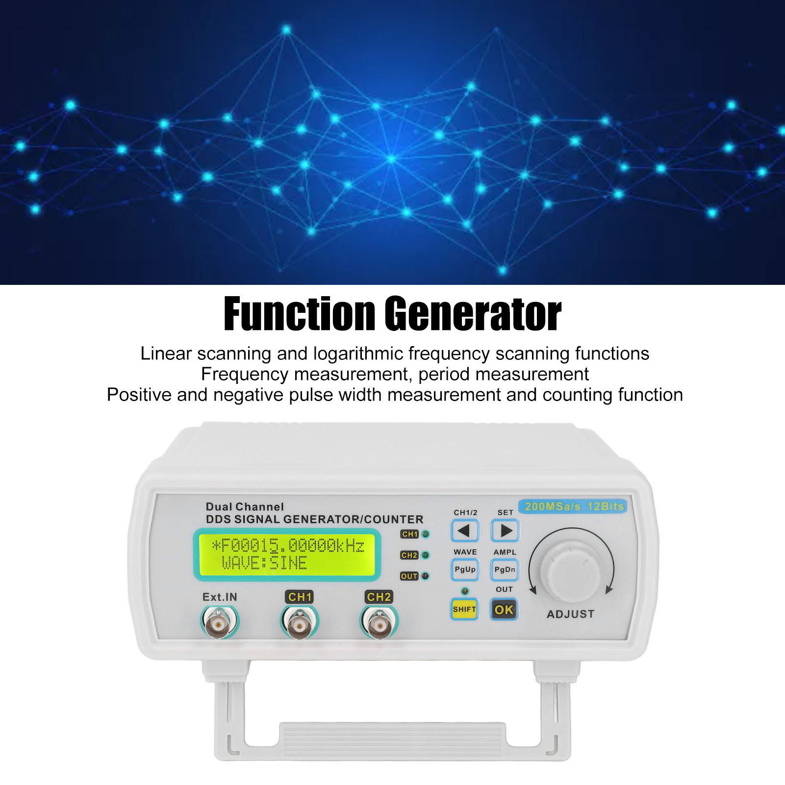 Signalgenerator-frequenzzähler Dc5v Dds Zweikanal-programmierbarer Funktionssignalgenerator-zähler 100–240v Eu-stecker