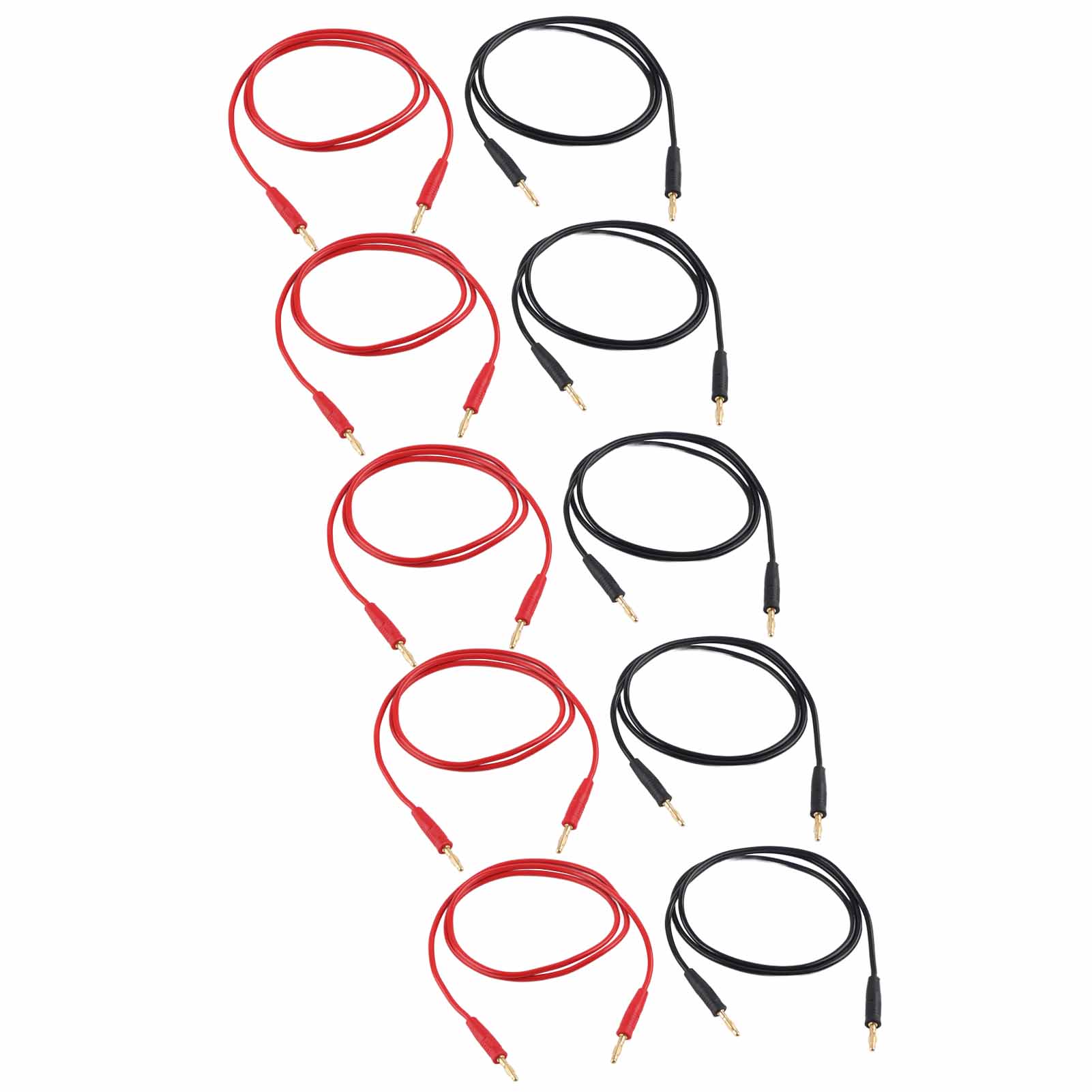 5er-set Bananenstecker-prüfleitungen, Stecker Auf Stecker, Vergoldetes, Vernickeltes Messing, Schweißanschluss 70003, 4 Mm, Rot + Schwarz