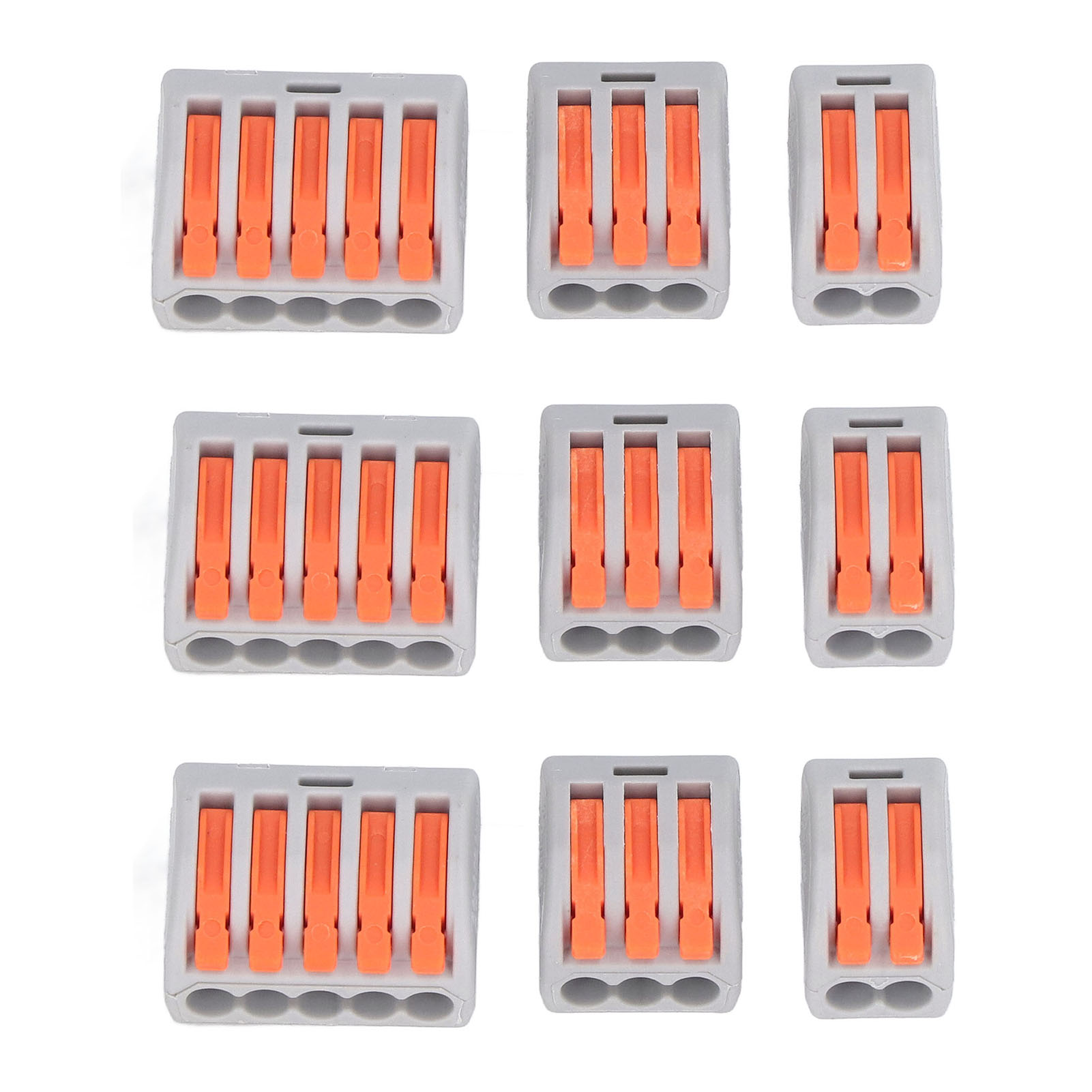 90-teiliges Sortiment Kompakter Drahtverbinder, Schnellverbinder, Klemmenblöcke, 250 V, 32a, Orange