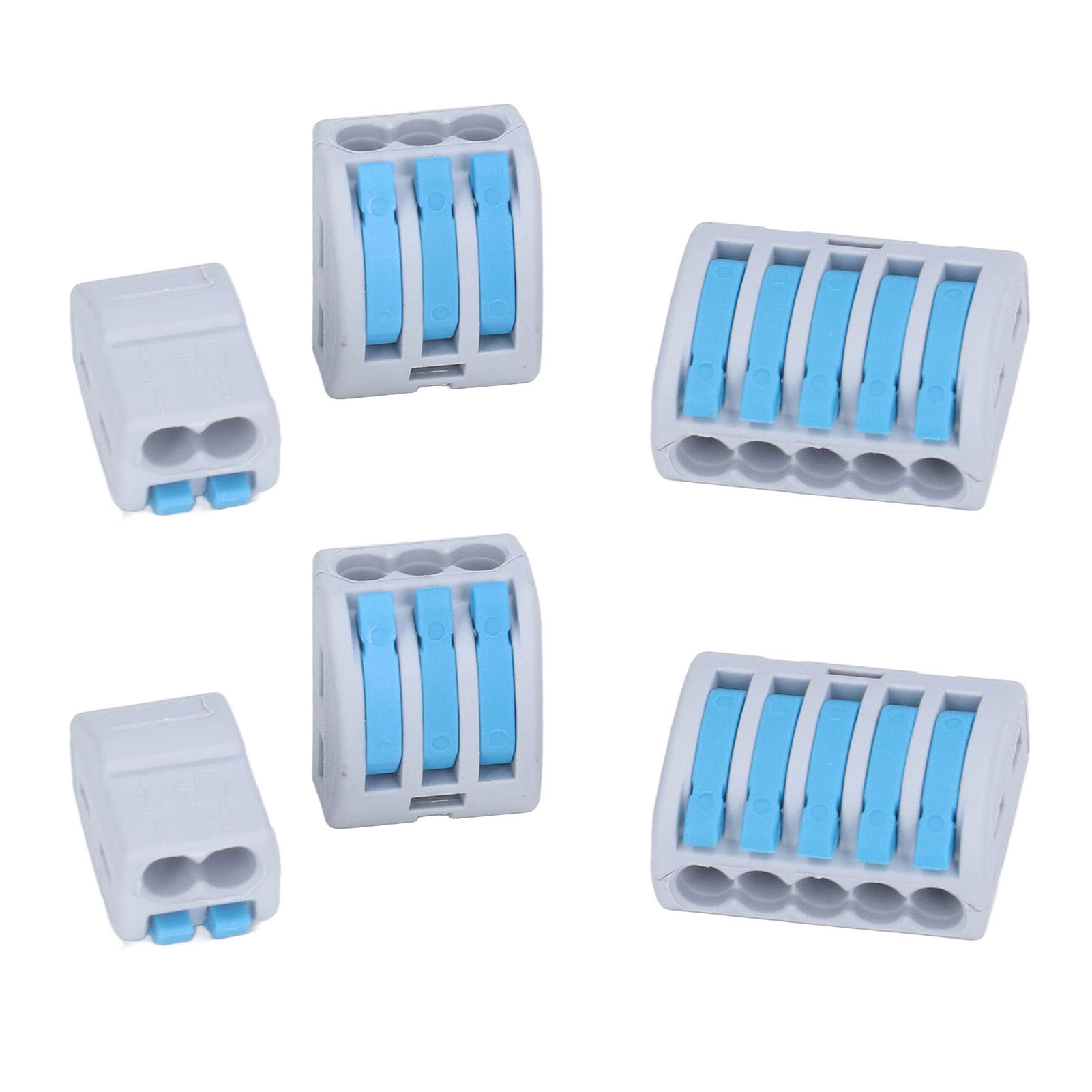 90-teiliges Sortiment Kompakter Drahtverbinder, Schnellverbinder, Klemmenblöcke, 250 V, 32 A, Blau
