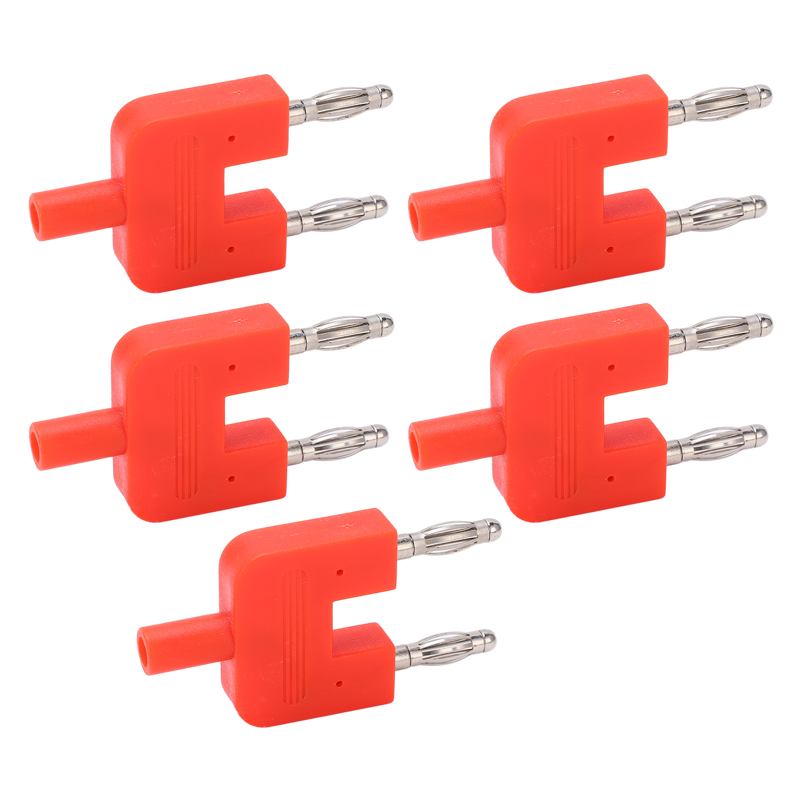 5 Stück Doppelbananenstecker, Zweireihig, 1 Buchse Auf 2 Stecker, Starke Verbindung, Gute Leitfähigkeit, Bananenstecker, Rot