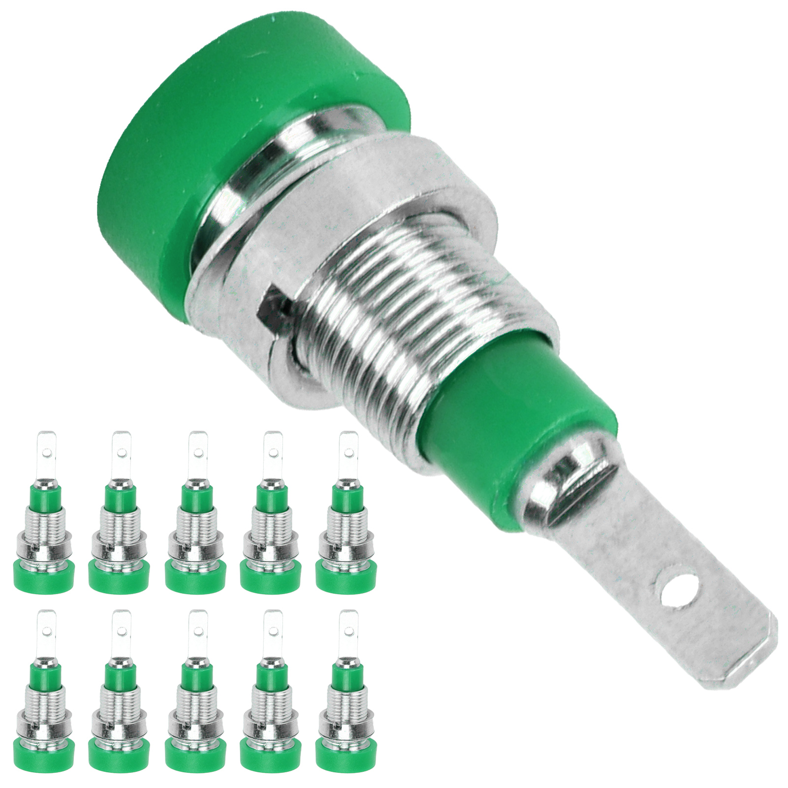 10 Stück Bananenbuchsen-steckverbinder Aus Messing, 2 Mm, Für Elektronische Industriegeräte, Grün