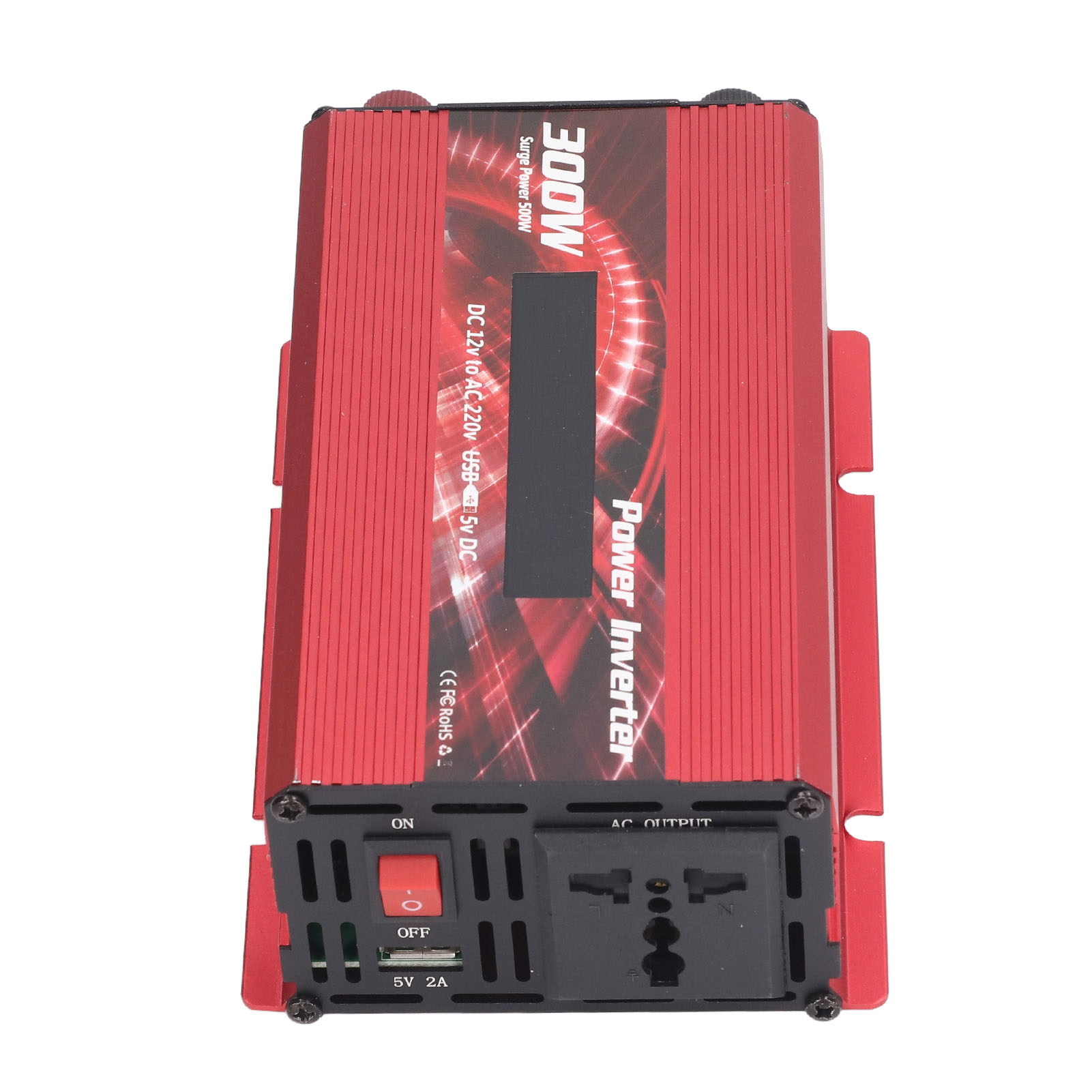 300-w-kfz-stromwandler (12 V Dc Auf 220 V Ac) Mit Wechselrichter, Ladegerät, Kfz-steckeradapter, 2,0-a-usb-anschluss, Lüfter Und Lcd-display (rot)