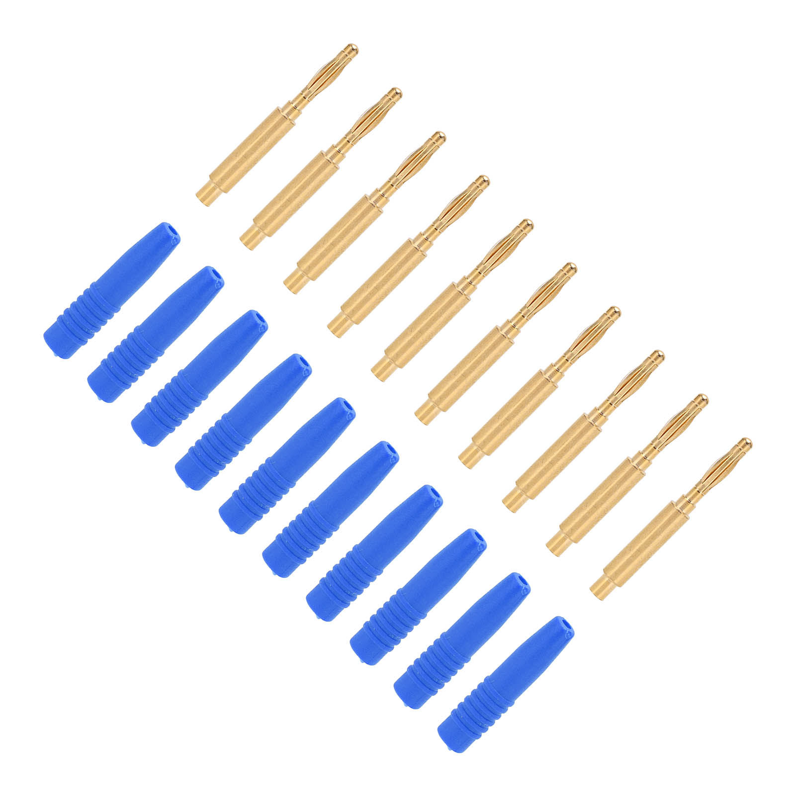 10 Stück Bananenstecker, Vergoldet, 2 Mm Stecker, Isolierte Metallstecker Mit Gehäuse Für Prüfgeräte, Blau