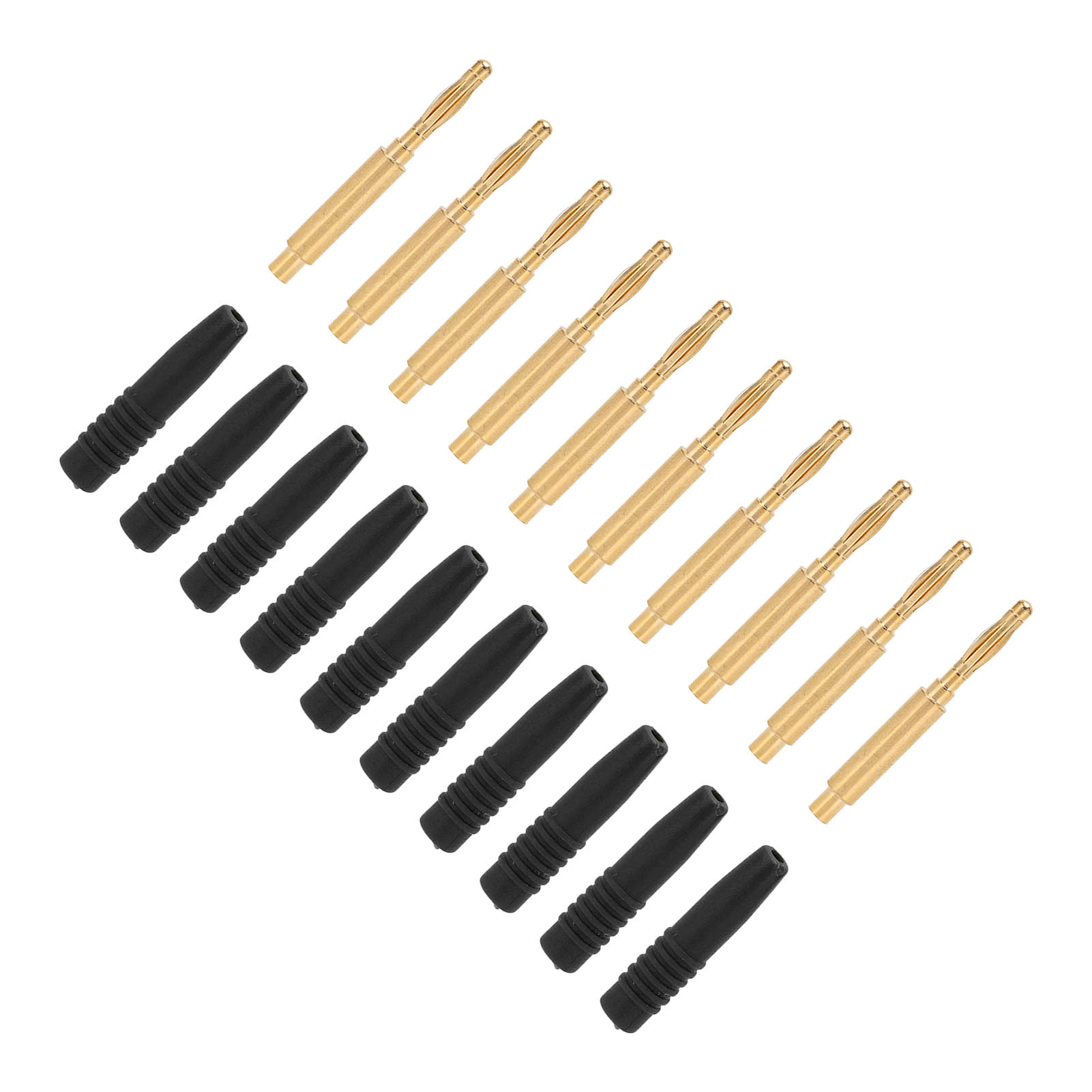 10 Stück Bananenstecker, Vergoldet, 2 Mm Stecker, Isolierte Metallstecker Mit Gehäuse Für Prüfgeräte, Schwarz