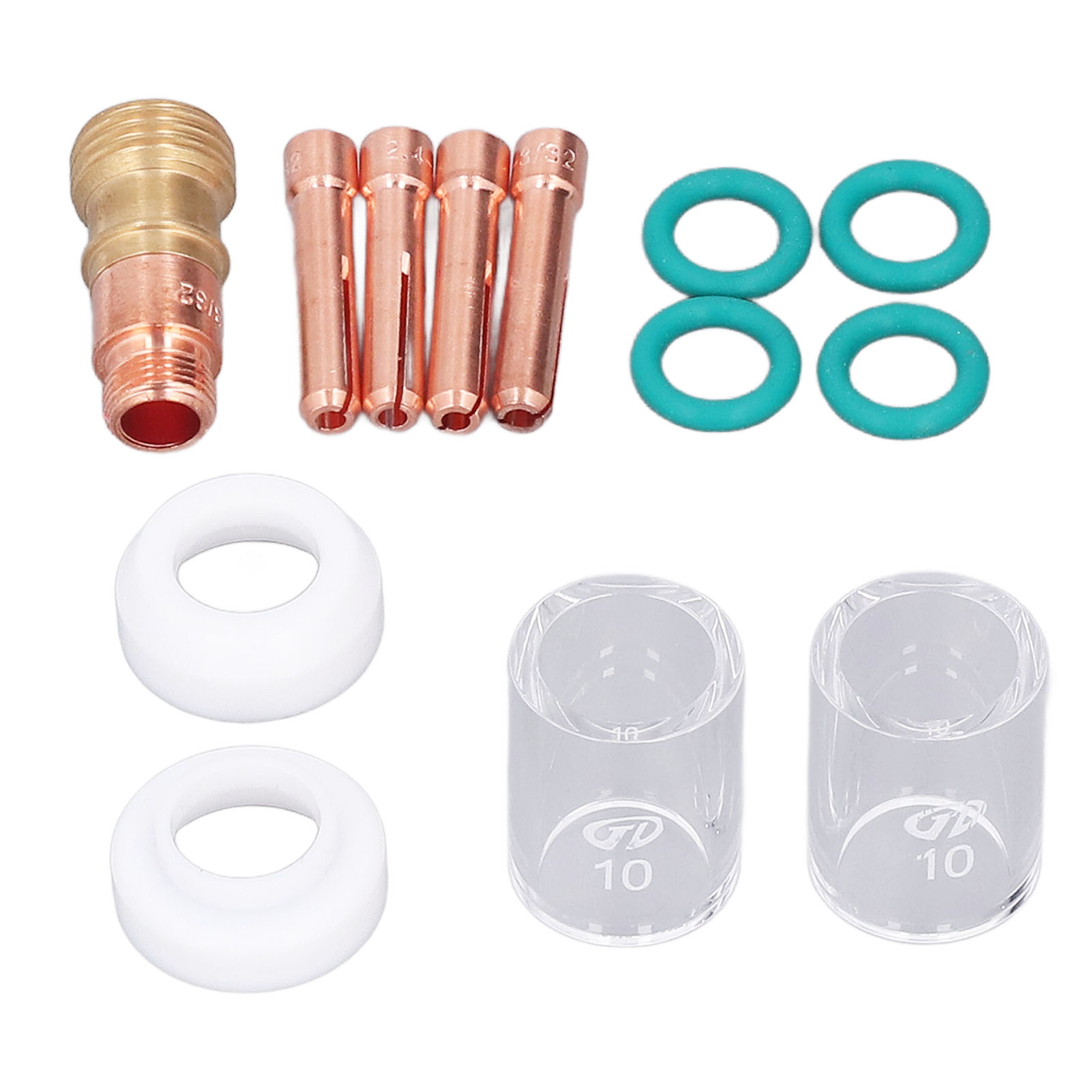 13-teiliges Wig-schweißzubehörset: Glasbecheranschluss, Elektrodenklemme, Ptfe-frontabdeckung Für Wp 17, 18 Und 26