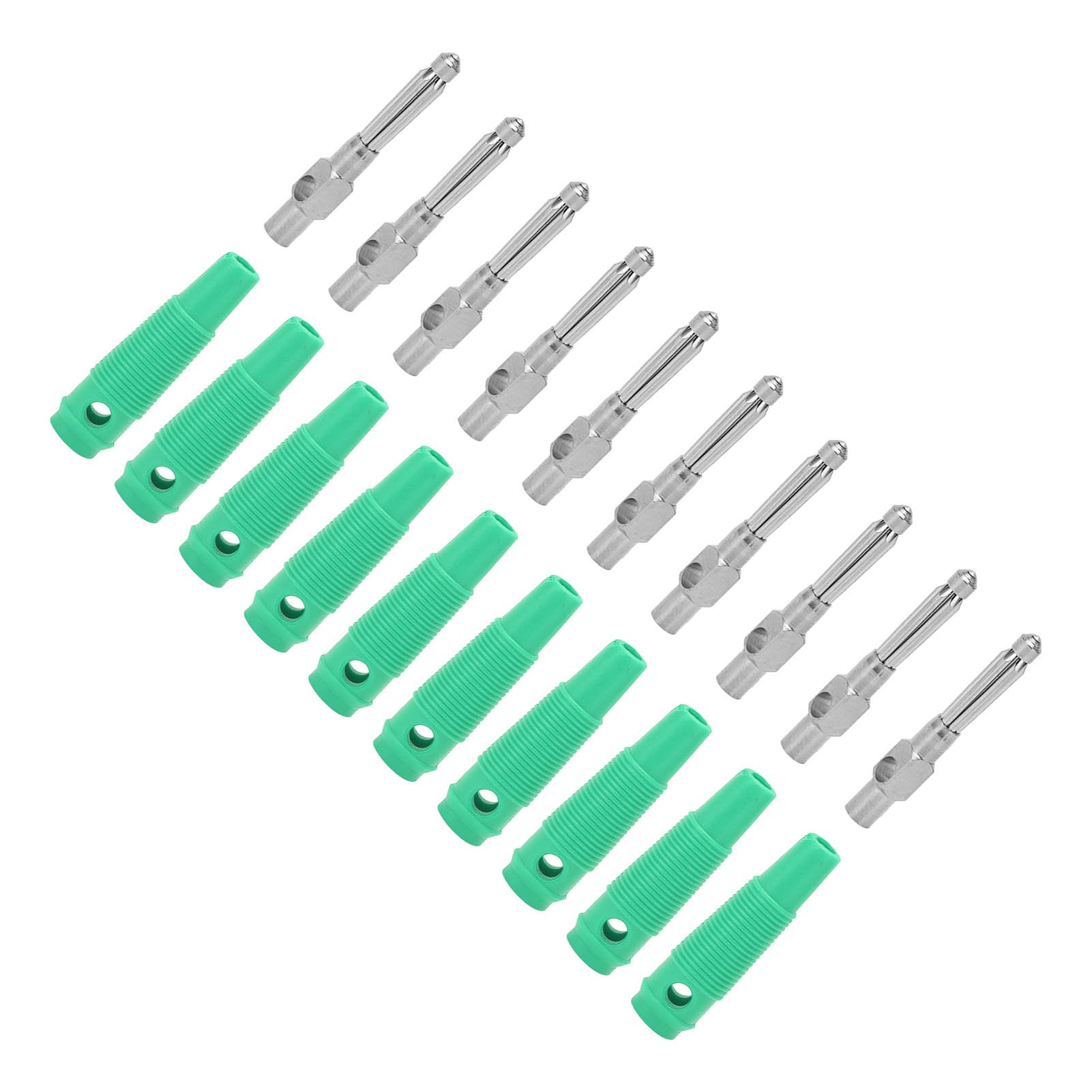 10 Stück 4 Mm 7-polige Bananenstecker Aus Kupfer, 1000 V 32 A, Stapelbar, Mit Weicher Hülse, Schraubverschluss, Grün