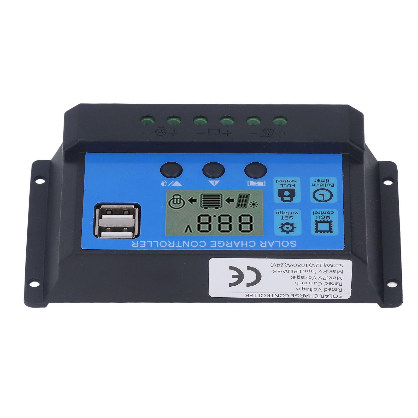 Solar-laderegler Mit Zwei Usb-ausgängen (5 V), Pwm-ladesteuerung, 12 V/24 V, 50 A