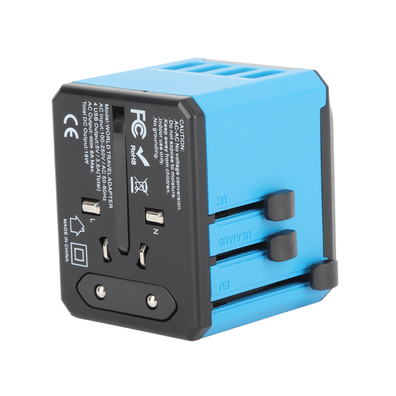 Universeller Reiseadapter, Weltweit Tragbar, 4 Usb-anschlüsse, Internationales Wandladegerät Für Handys, 100–240 V