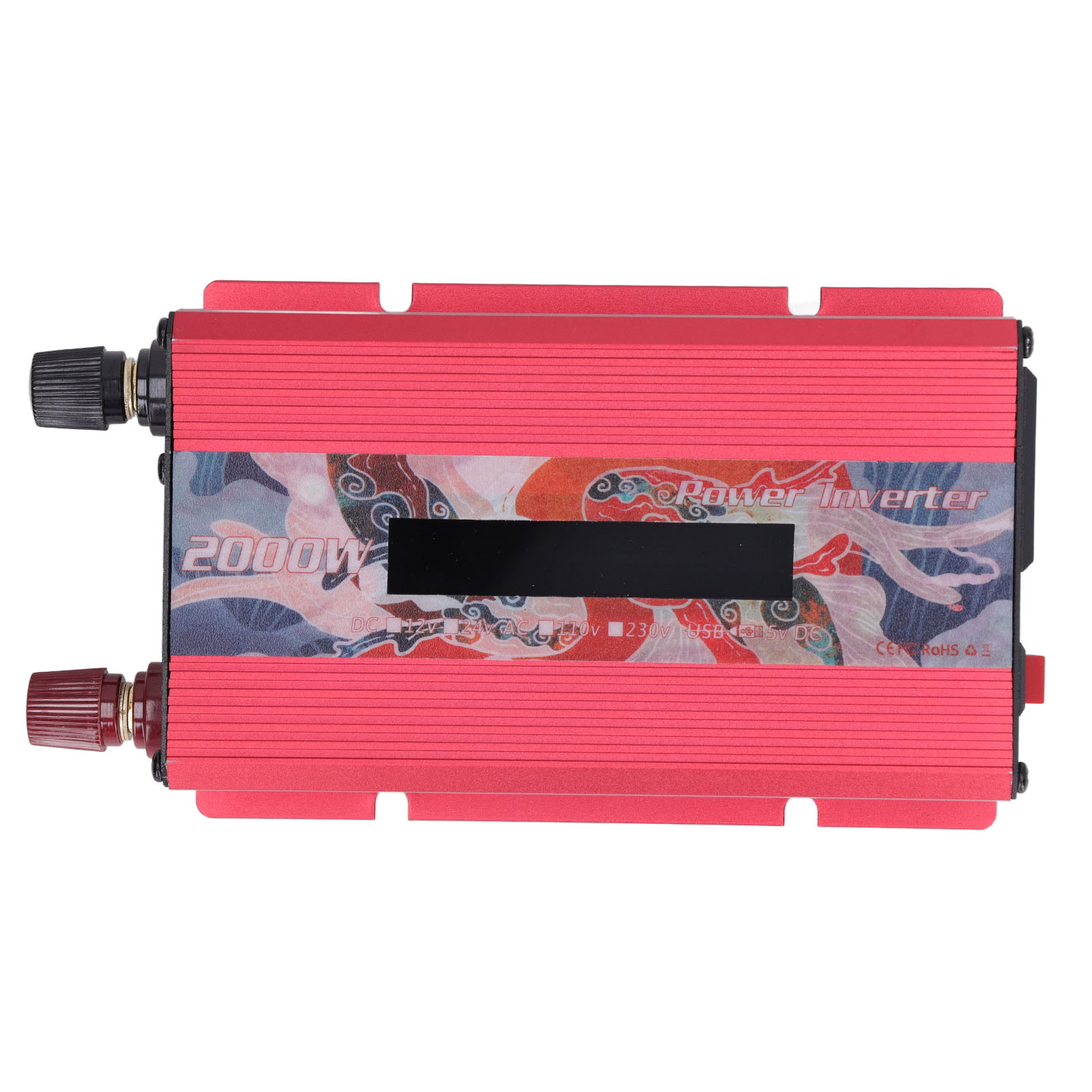 Kfz-wechselrichter (dc Zu Ac) Mit Schneller Wärmeableitung, Lcd-display, Usb-2.0-anschluss, Solar-sinuswellen-wechselrichter, 2000 W, Rot, 12 V Dc