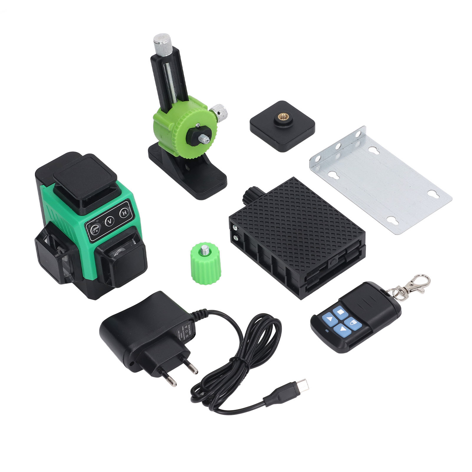 Selbstnivellierender Laser-nivellierstrahl Mit 12 Grünen Linien, Fernbedienung, Eu-stecker (100–240 V)