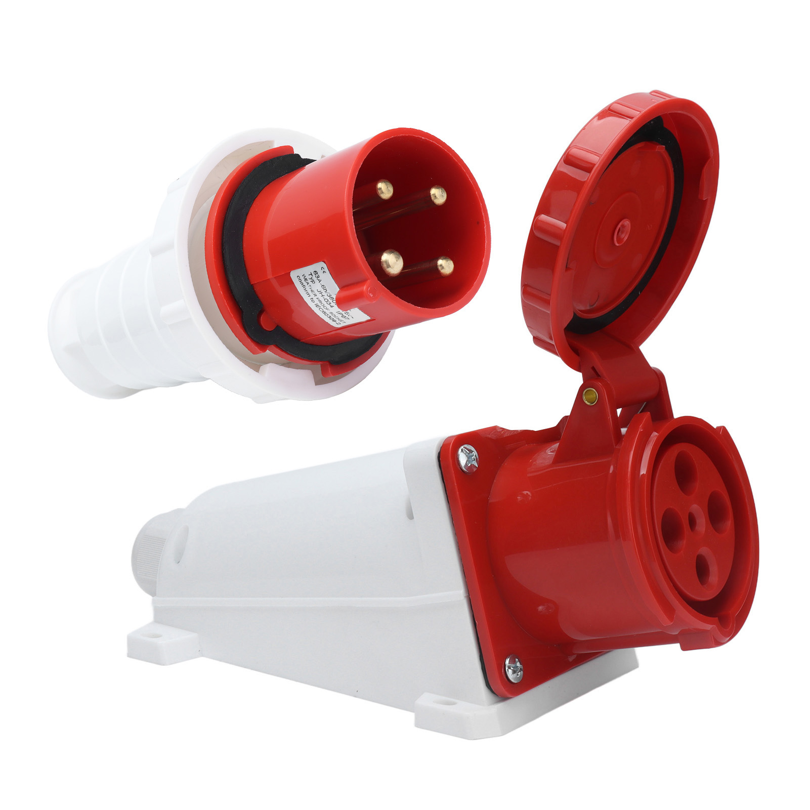Wasserdichte Steckdose Ip67, Industrie- Und Luftfahrtstecker, Aufputzmontage, 4-polig (3p+e), 380 V – 415 V, 63 A