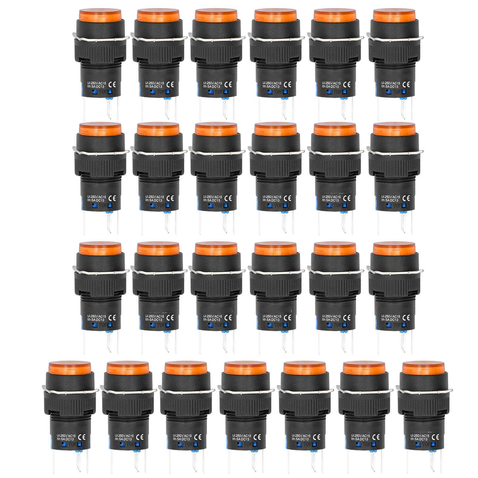25 Stück Drucktaster, 16 Mm, Mini-rundtaster Mit Selbstrückstellung Und Beleuchtung, 12 V, Für Automatisierungsanlagen, Gelb