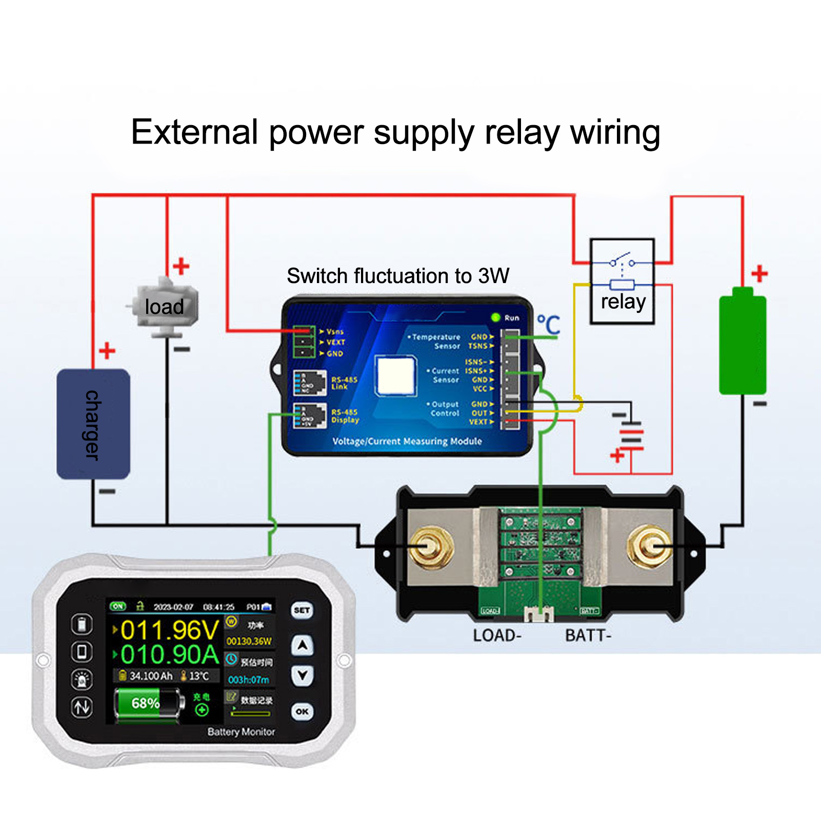 Intelligenter Batteriemonitor Mit Digitalanzeige, Programmierbarem Integriertem Summer, 100-a-echtzeitüberwachung, Elektrischer Tester 10–120 V