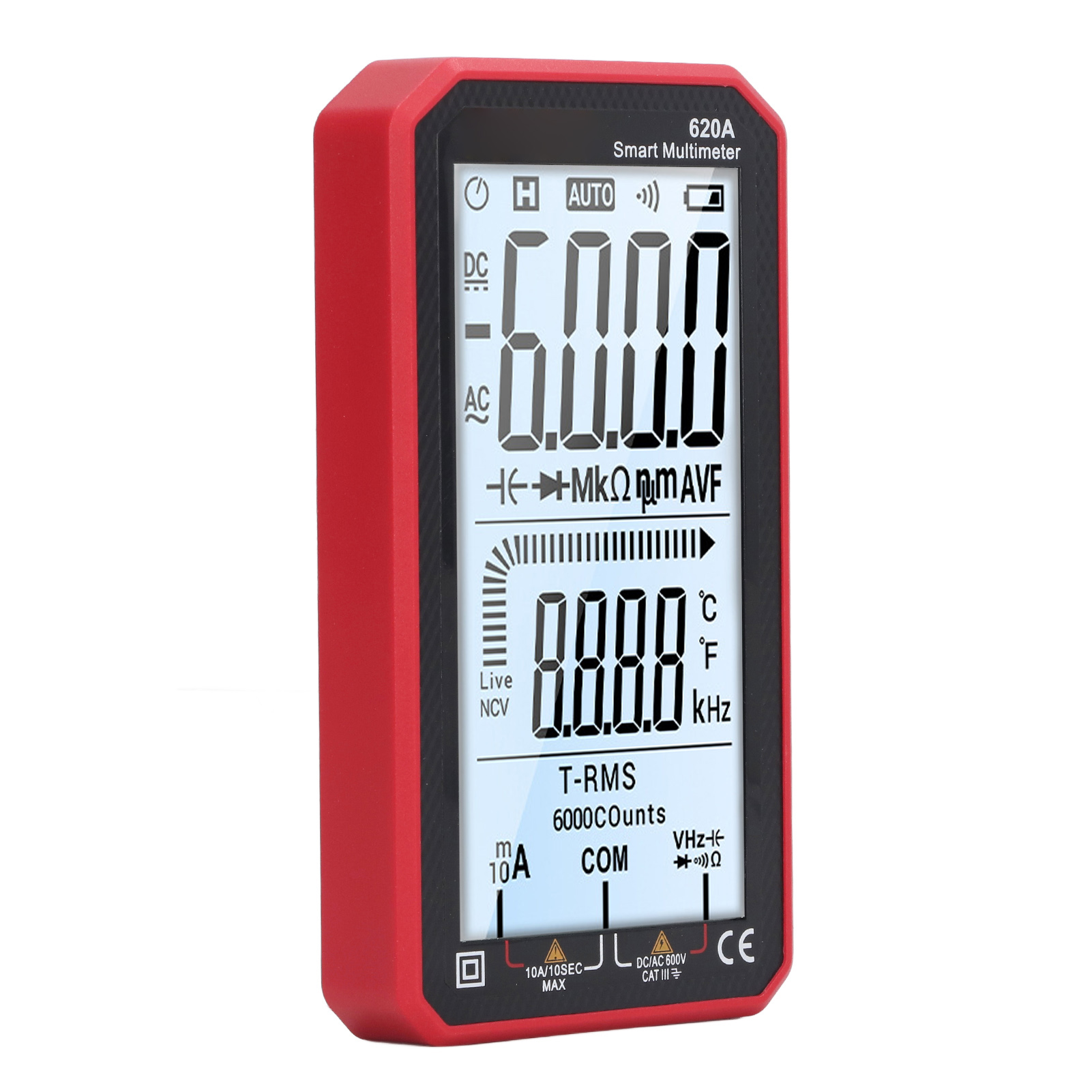 Digitales Multimeter Mit 6000 Counts, Automatischer Bereichswahl, Ncv-spannungsprüfer, Strom- Und Widerstandsmessgerät