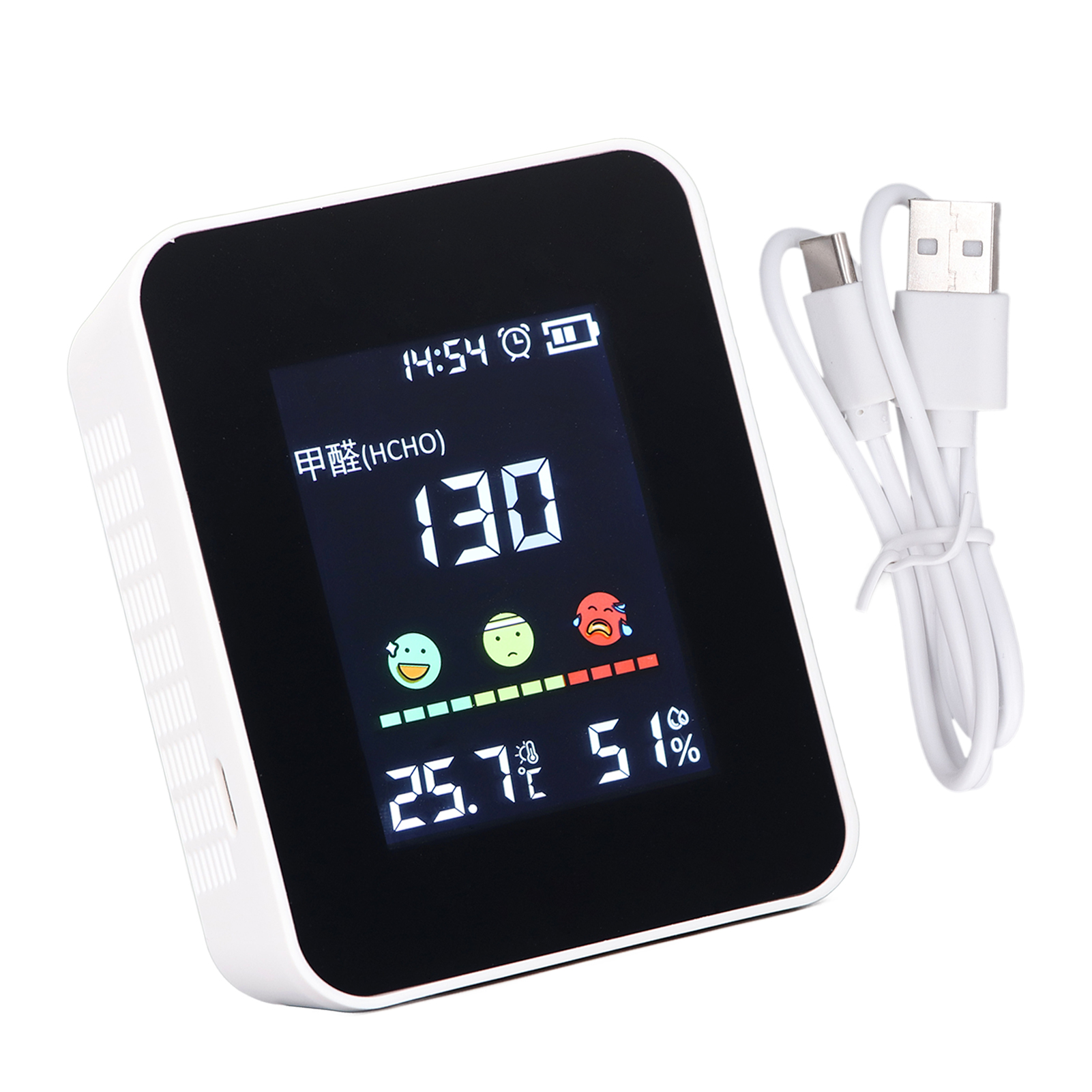 5-in-1-raumluftqualitätsmonitor Mit Intelligenter Ki-gestützter Alarmfunktion, Tragbarem, Empfindlichem Luftqualitätsmessgerät Für Zuhause (5 V)