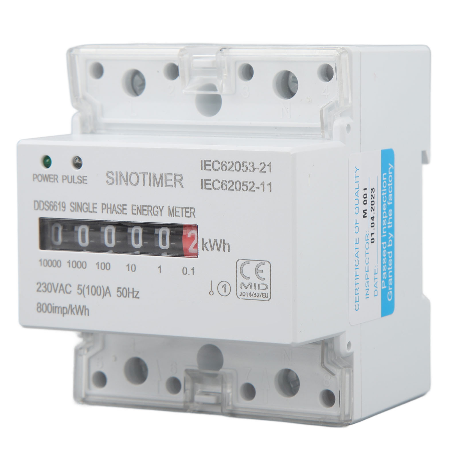 Stromzähler Wattstundenzähler Mit Zweifarbiger Led-anzeige, Schienenmontage, Einphasig, Smart Home, 230 V Ac